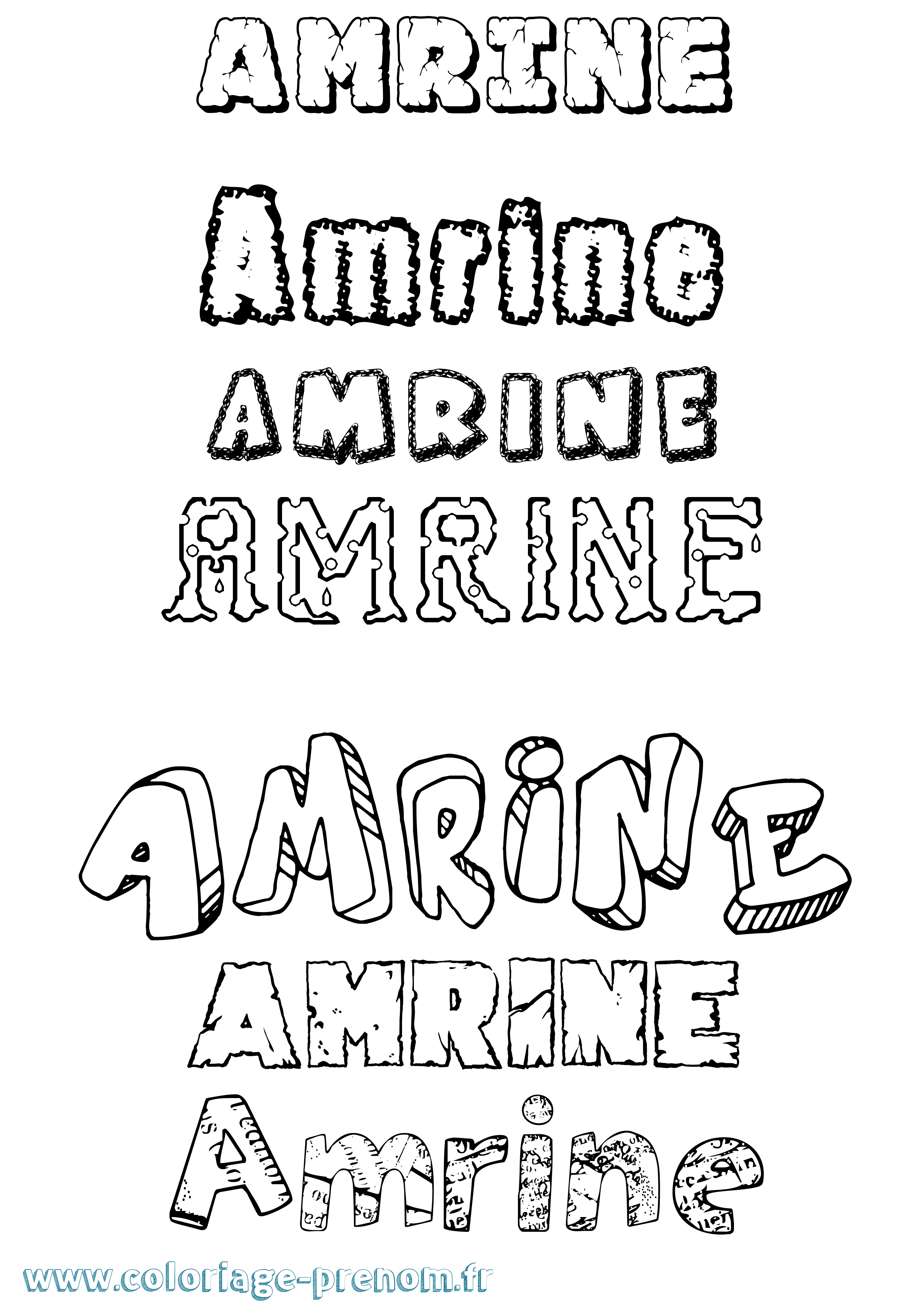 Coloriage prénom Amrine Destructuré