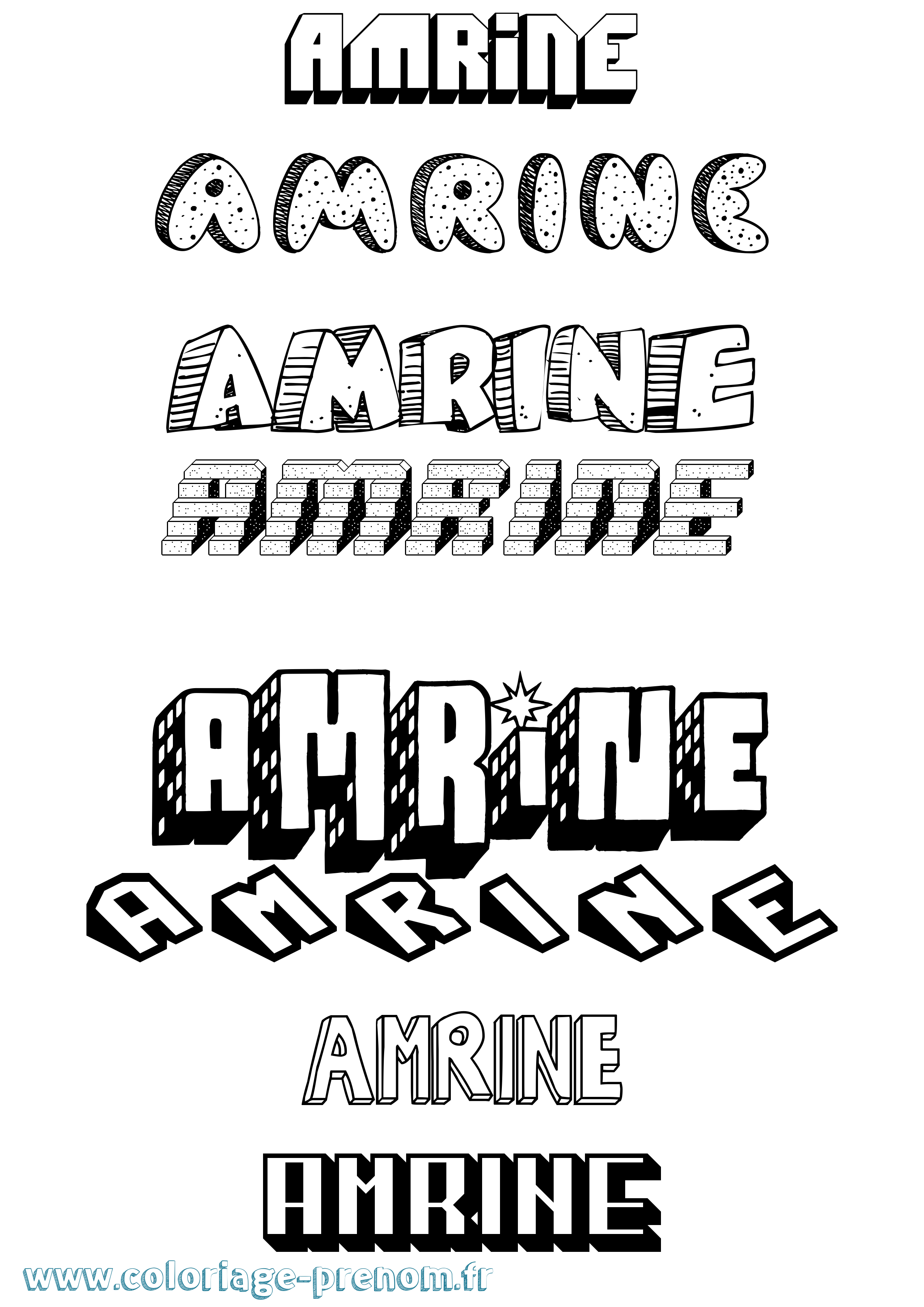 Coloriage prénom Amrine Effet 3D