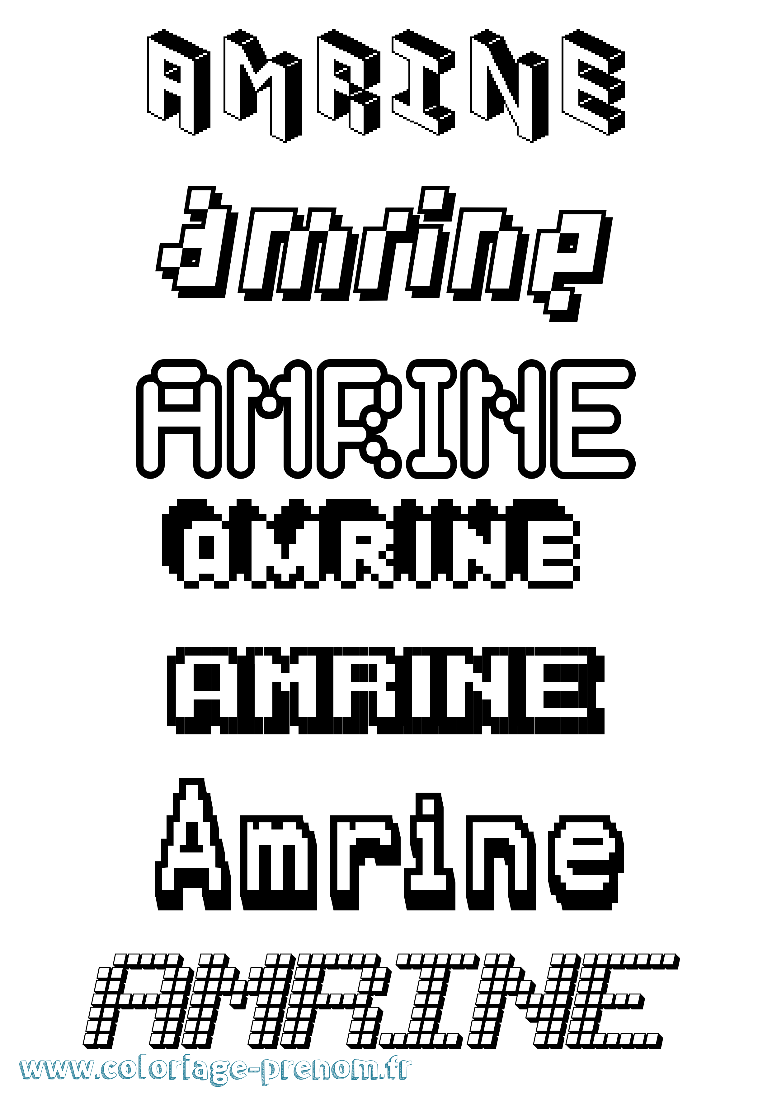 Coloriage prénom Amrine Pixel