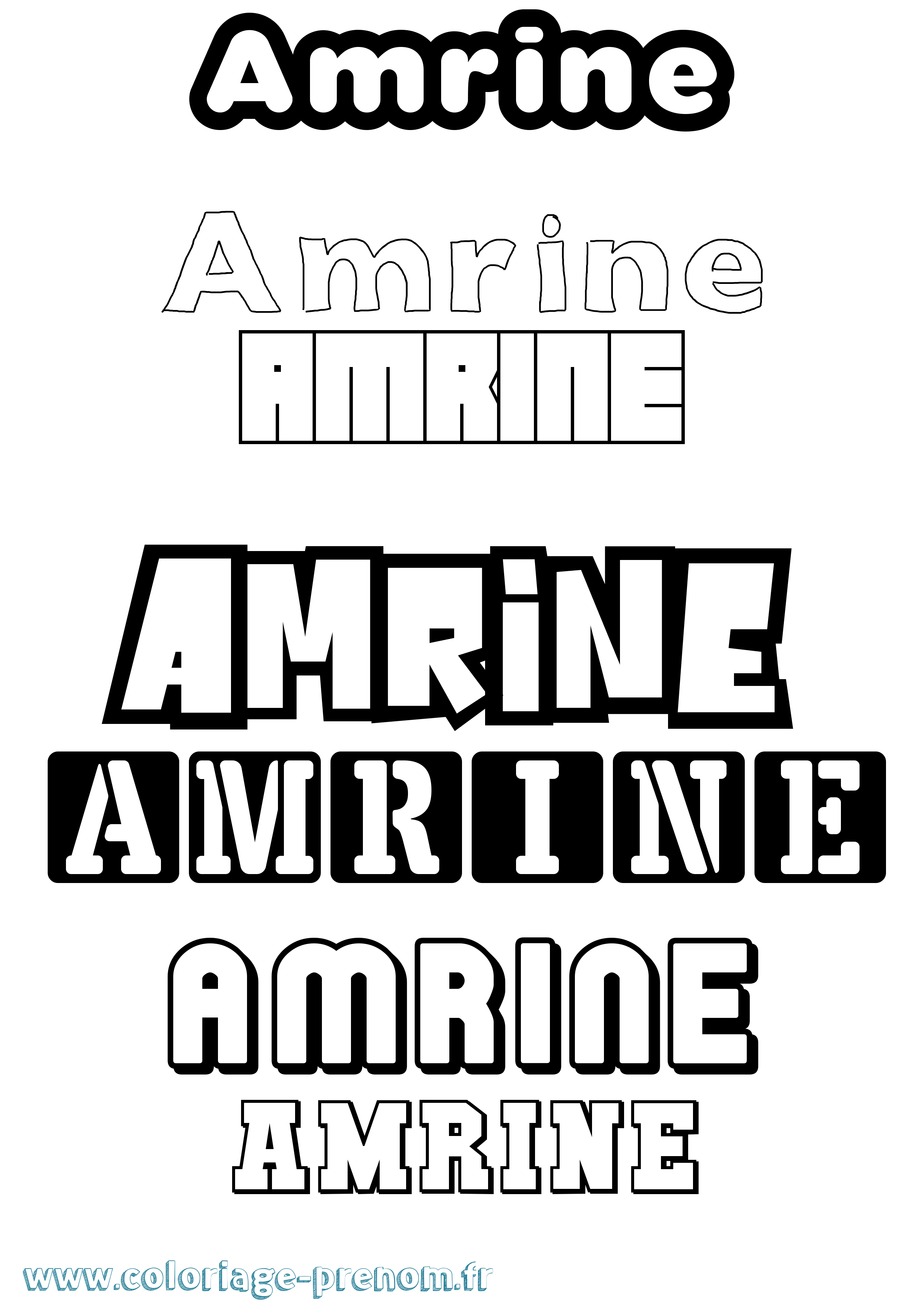 Coloriage prénom Amrine Simple