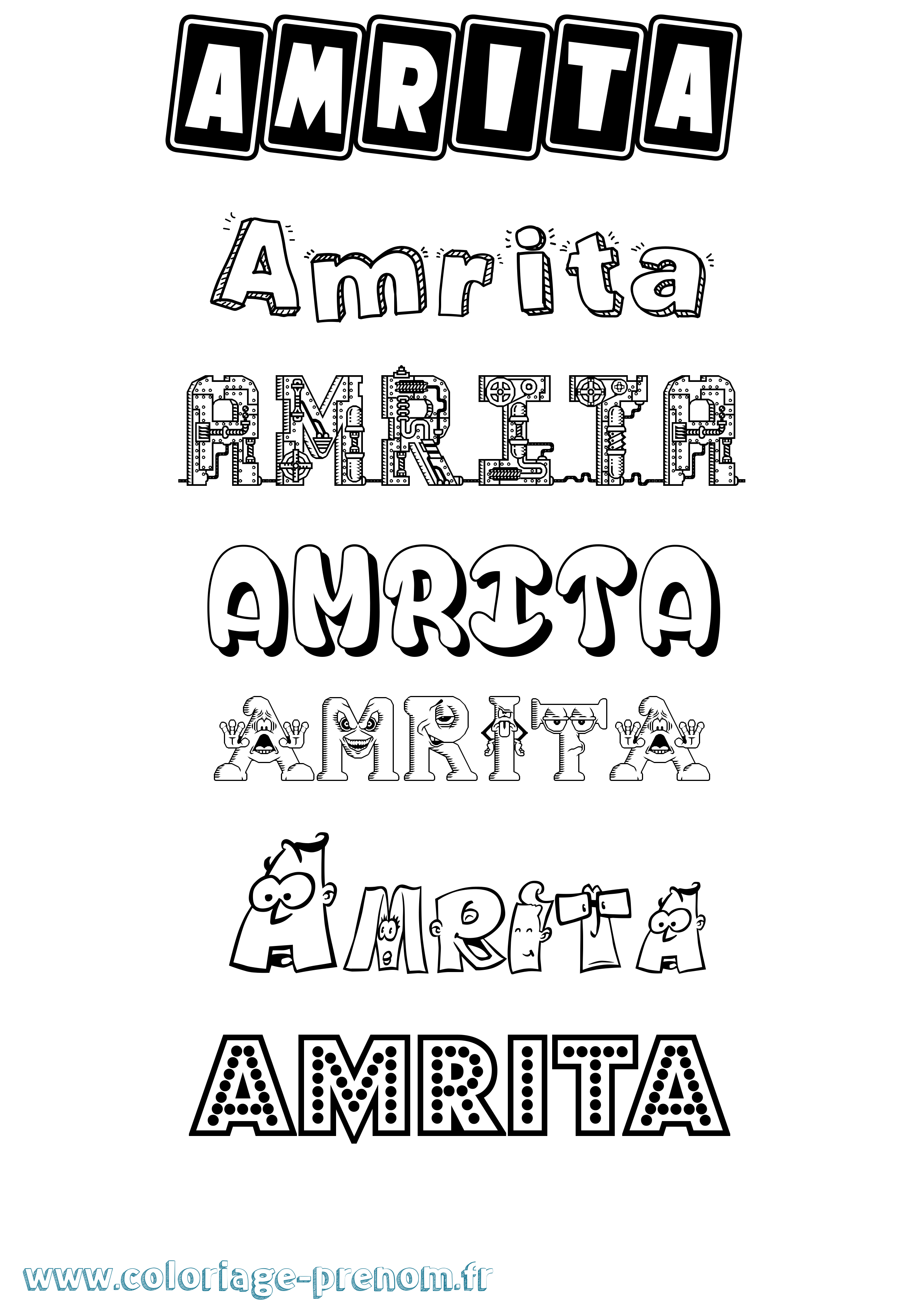 Coloriage prénom Amrita Fun