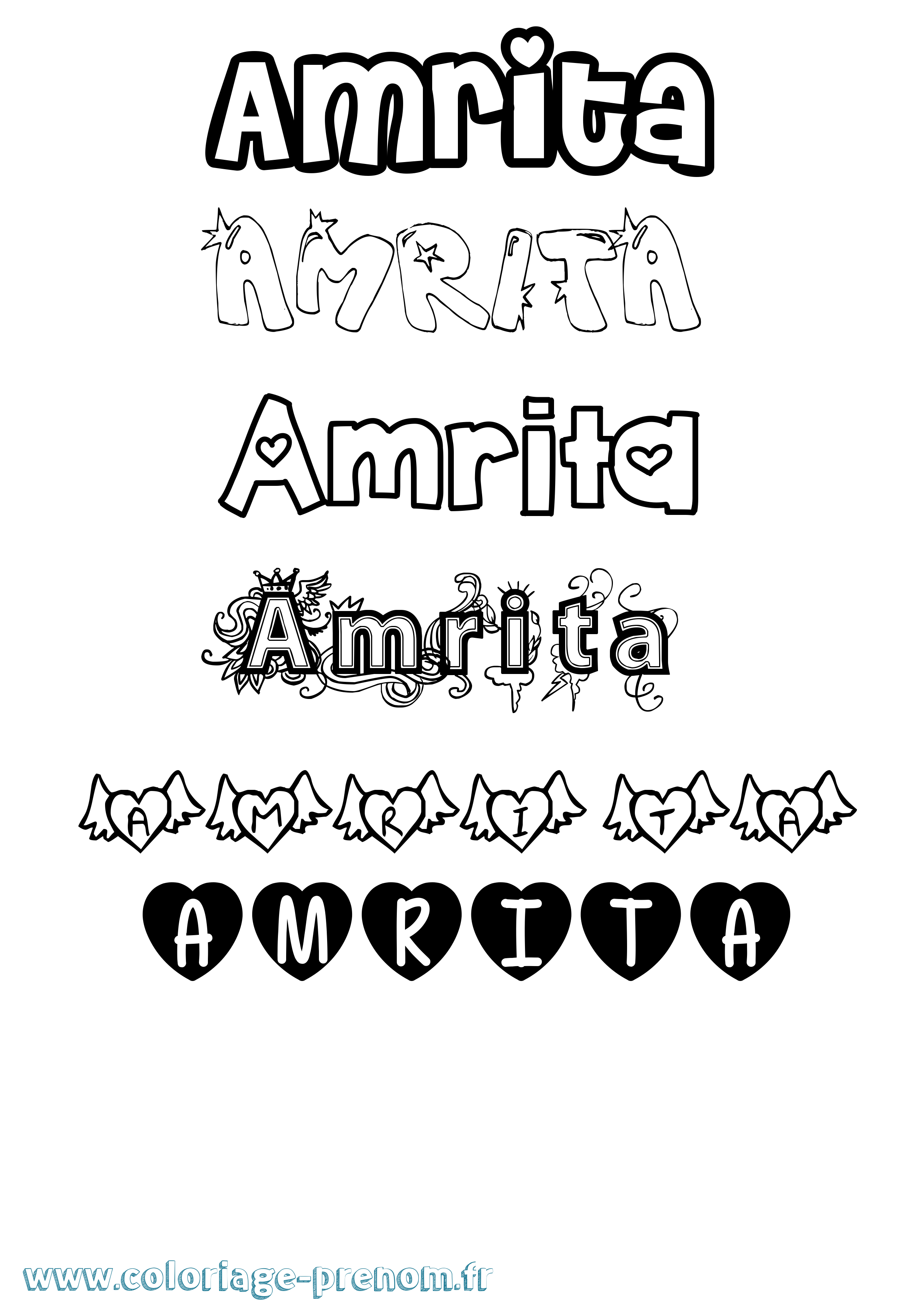 Coloriage prénom Amrita Girly