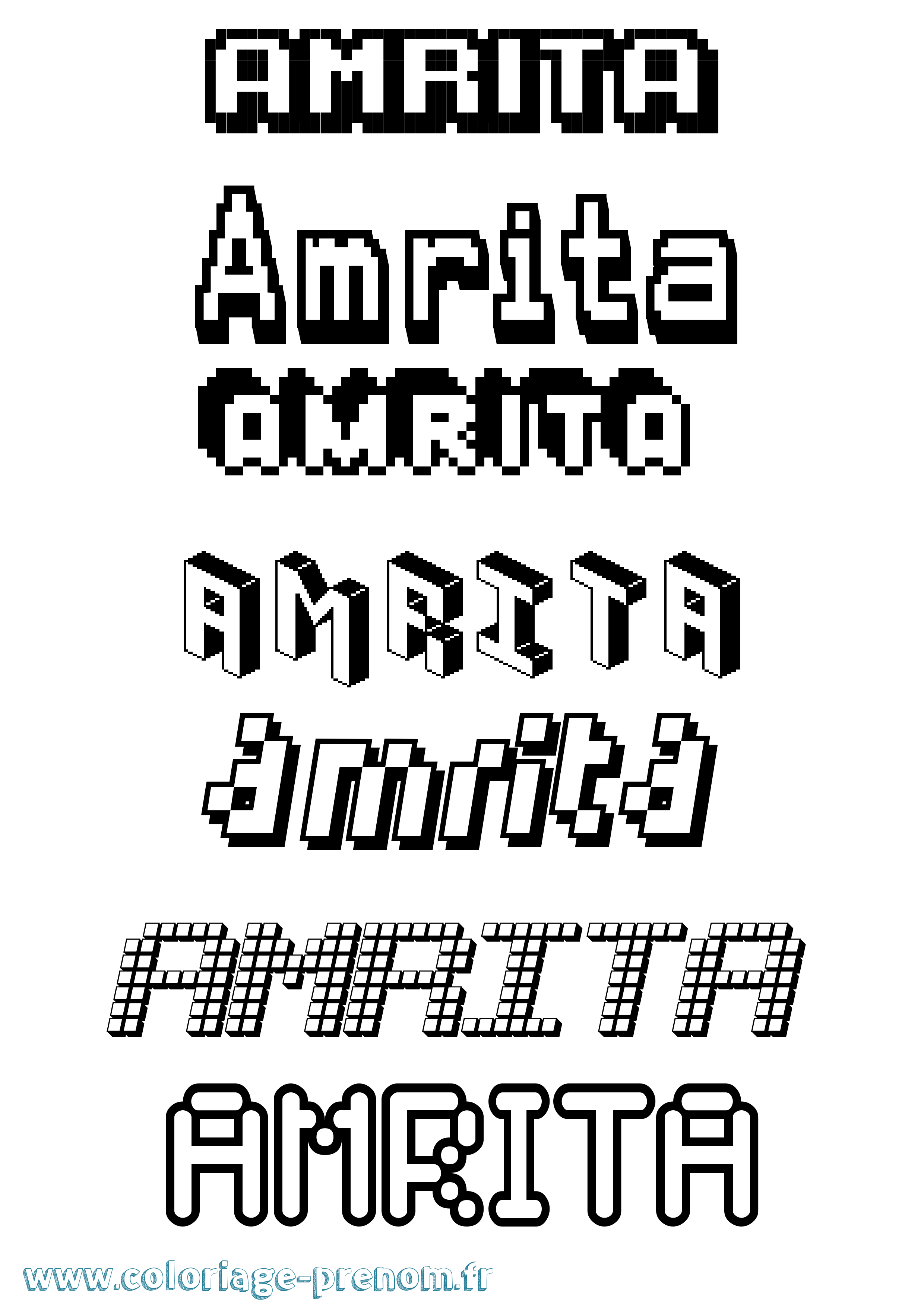 Coloriage prénom Amrita Pixel
