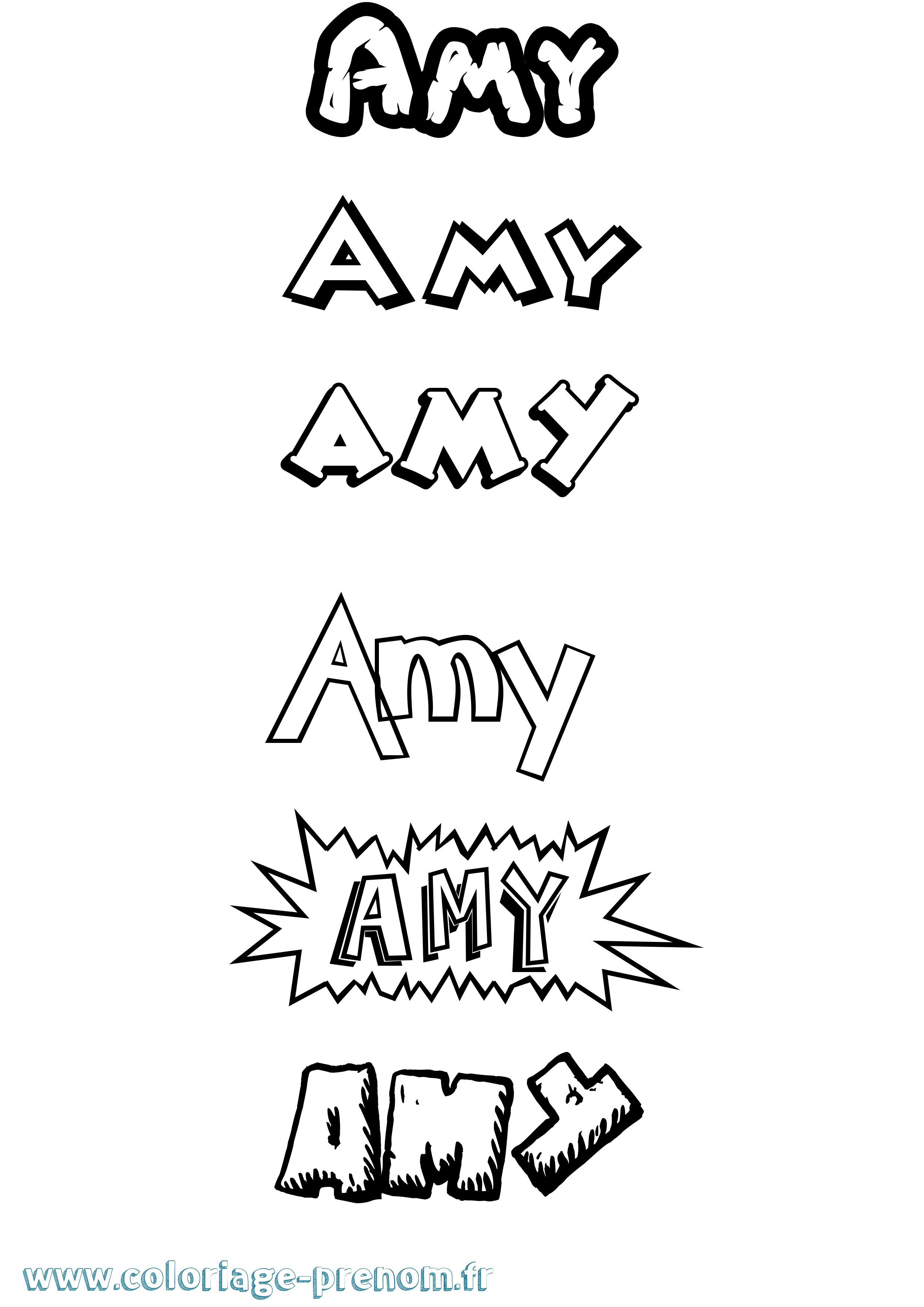 Coloriage prénom Amy Dessin Animé