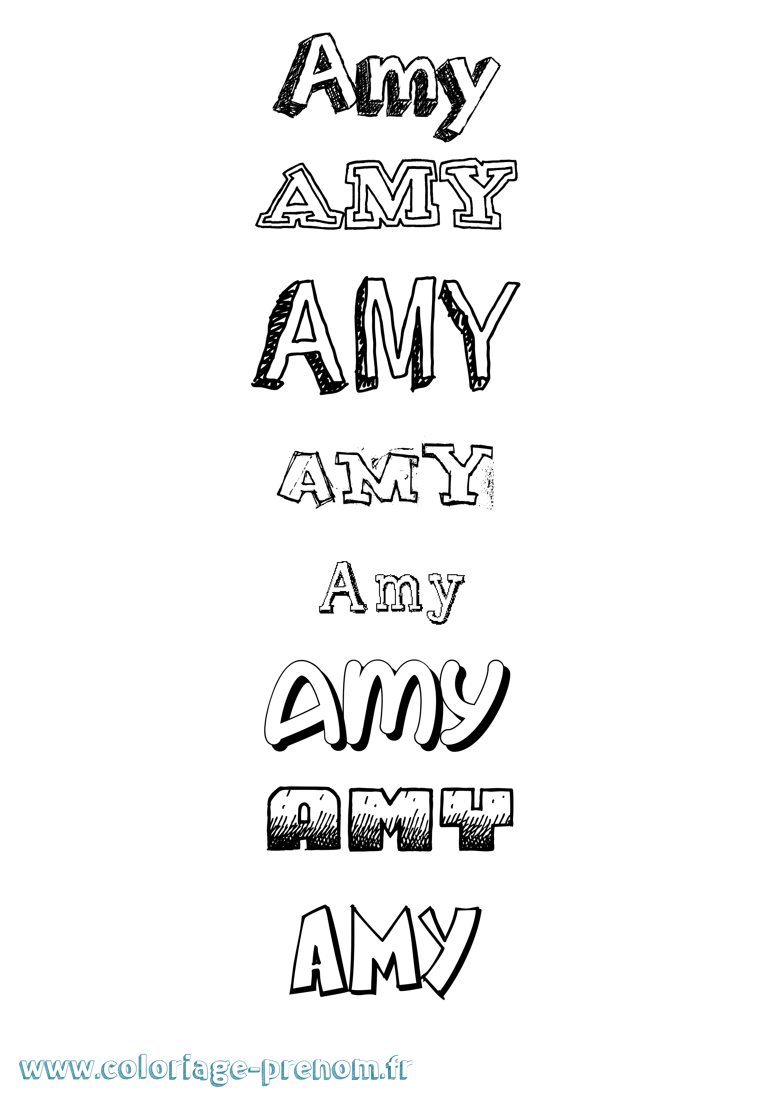 Coloriage prénom Amy