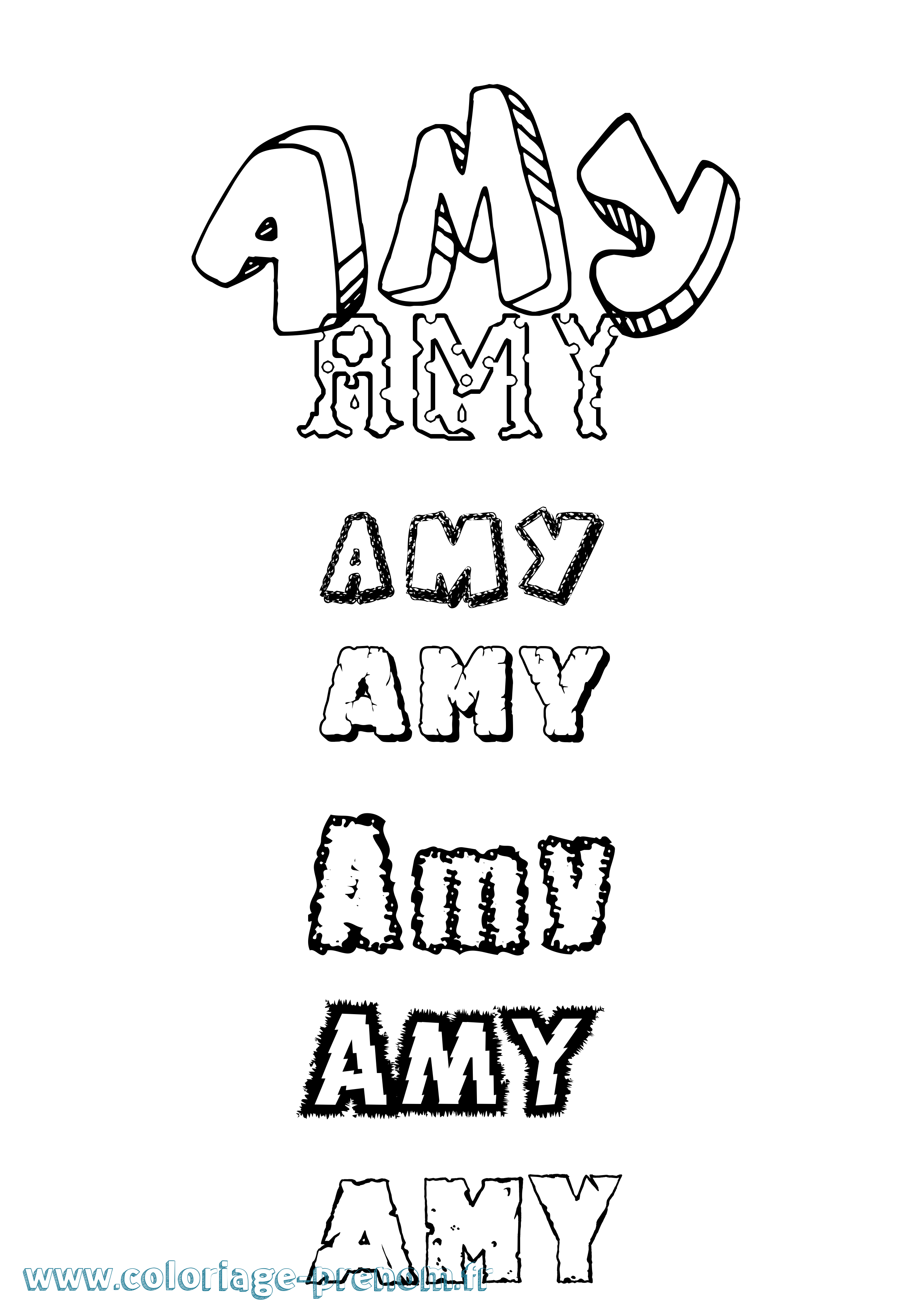 Coloriage prénom Amy Destructuré