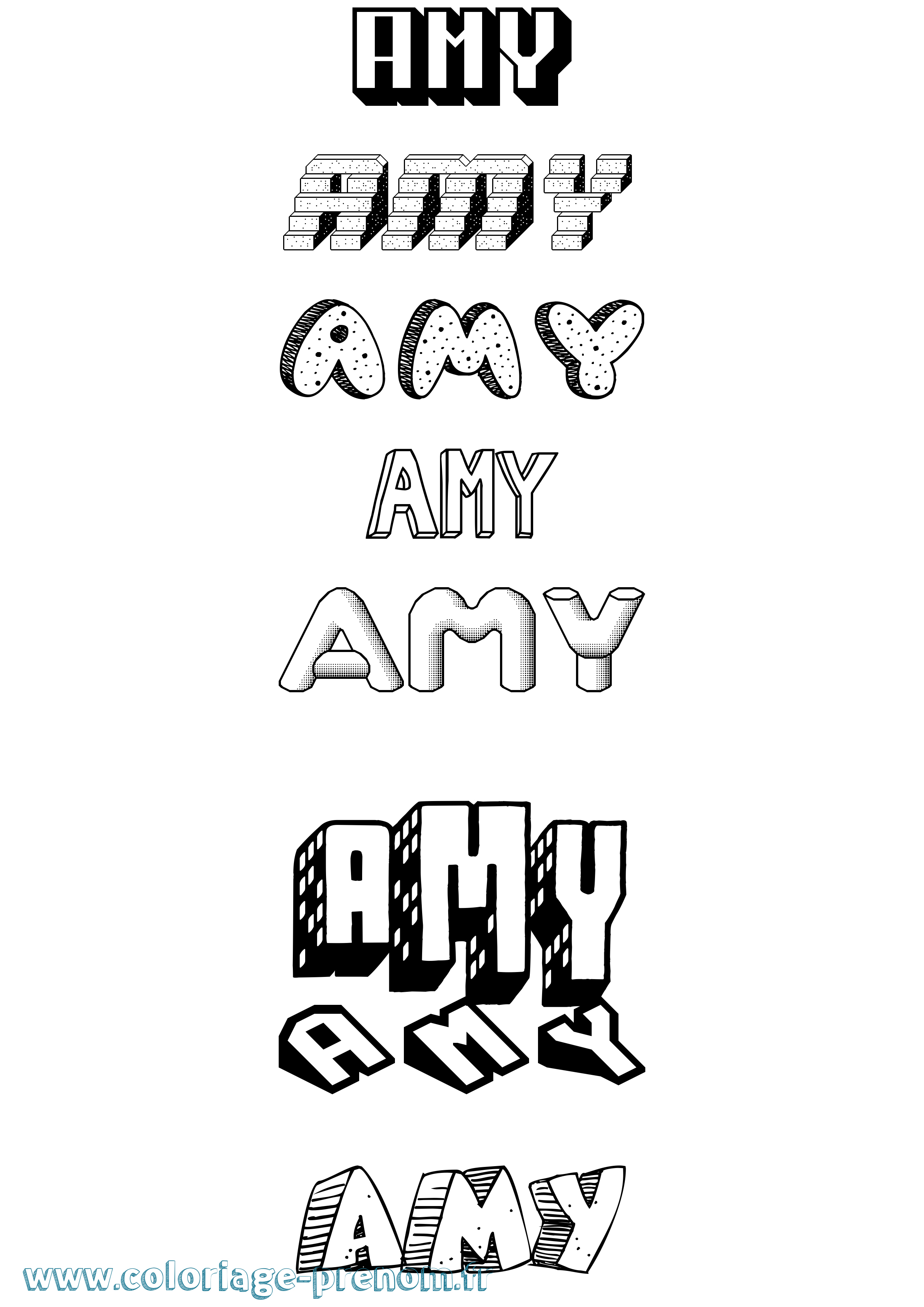Coloriage prénom Amy Effet 3D