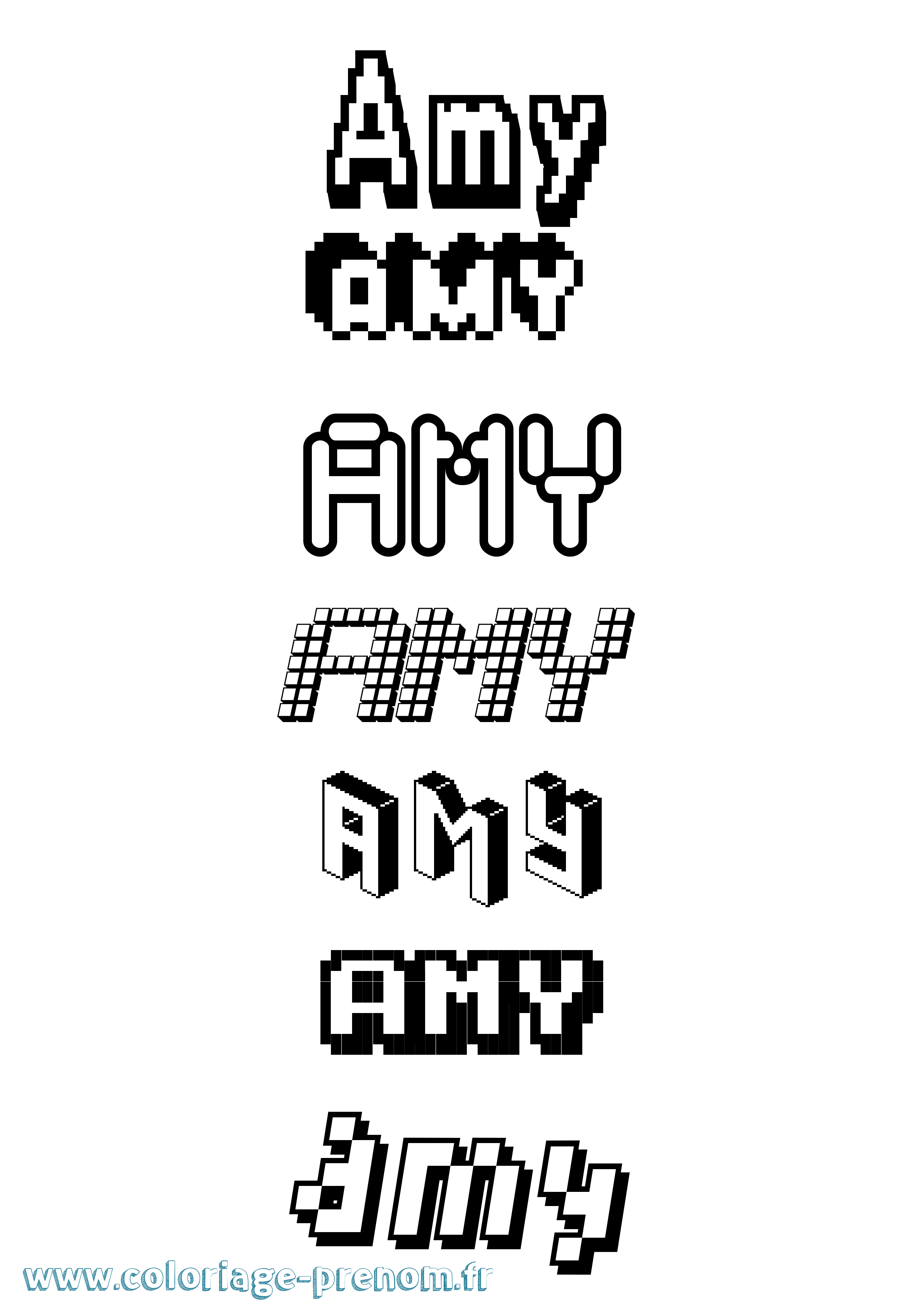 Coloriage prénom Amy Pixel