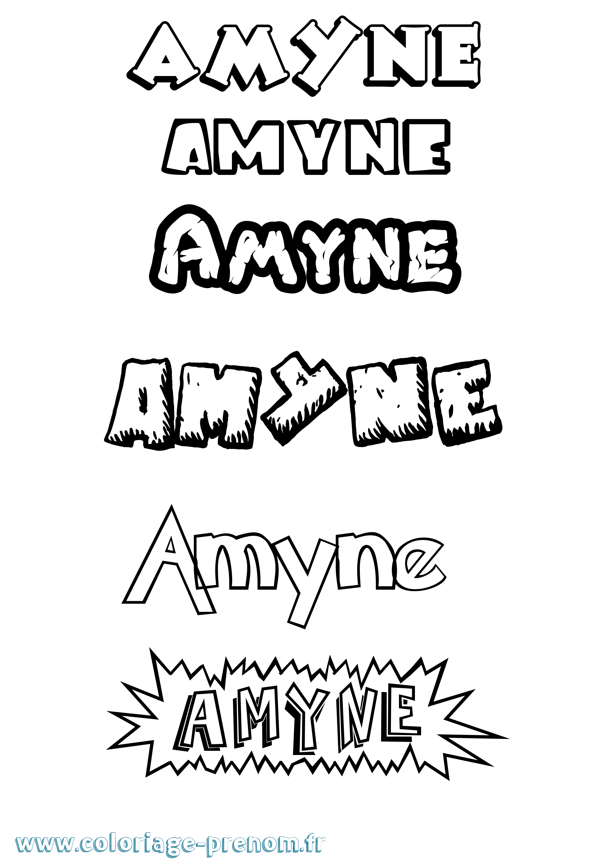 Coloriage Amyne Dessin Animé Coloriage prénom Amyne Dessin Animé
