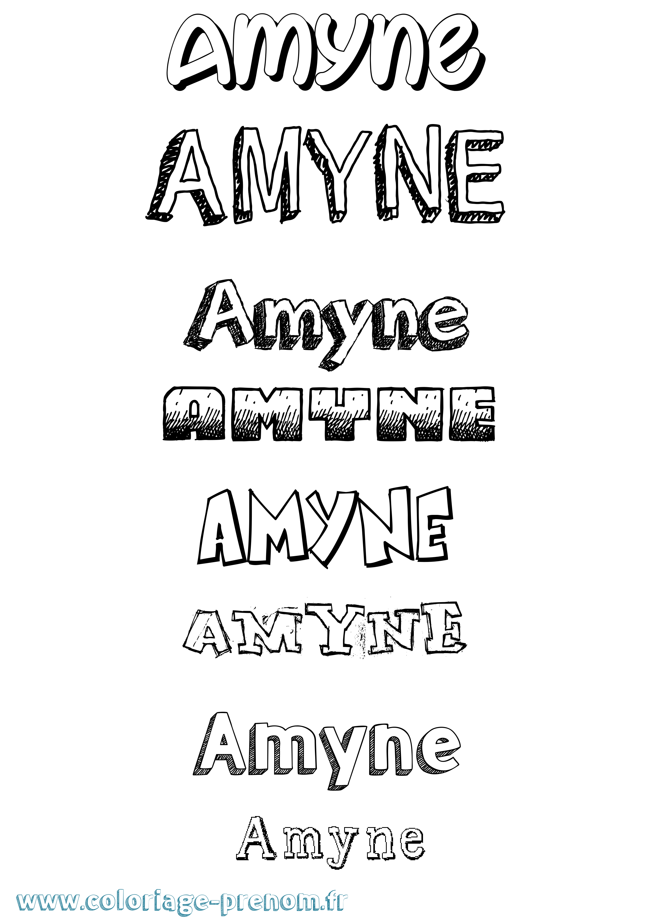 Coloriage Amyne Dessiné Coloriage prénom Amyne Dessiné