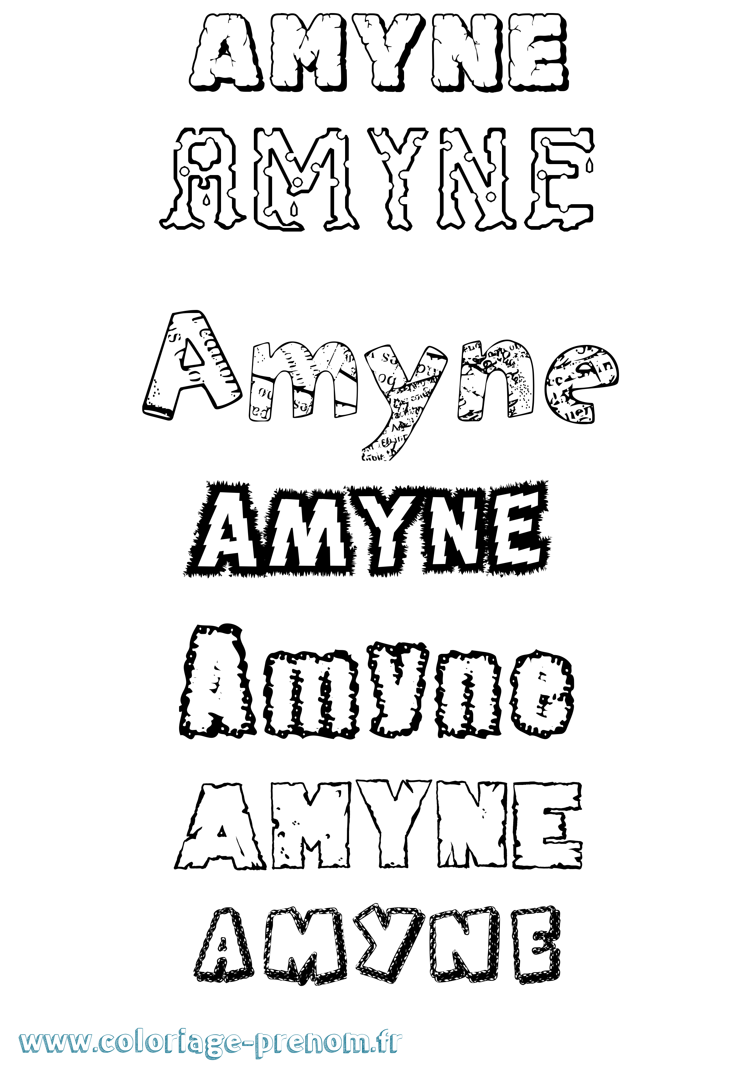Coloriage Amyne Destructuré Coloriage prénom Amyne Destructuré