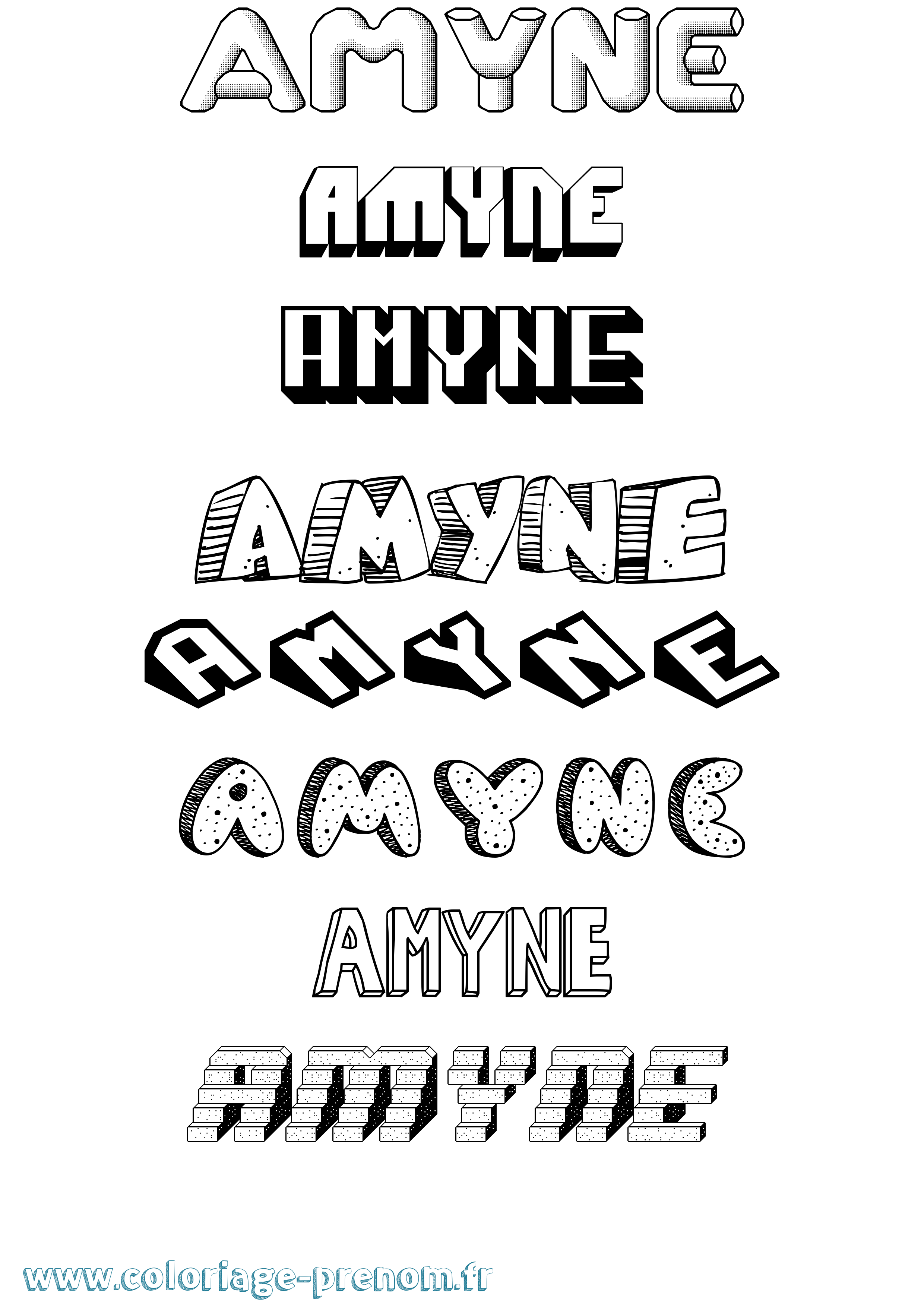 Coloriage Amyne Effet 3D Coloriage prénom Amyne Effet 3D
