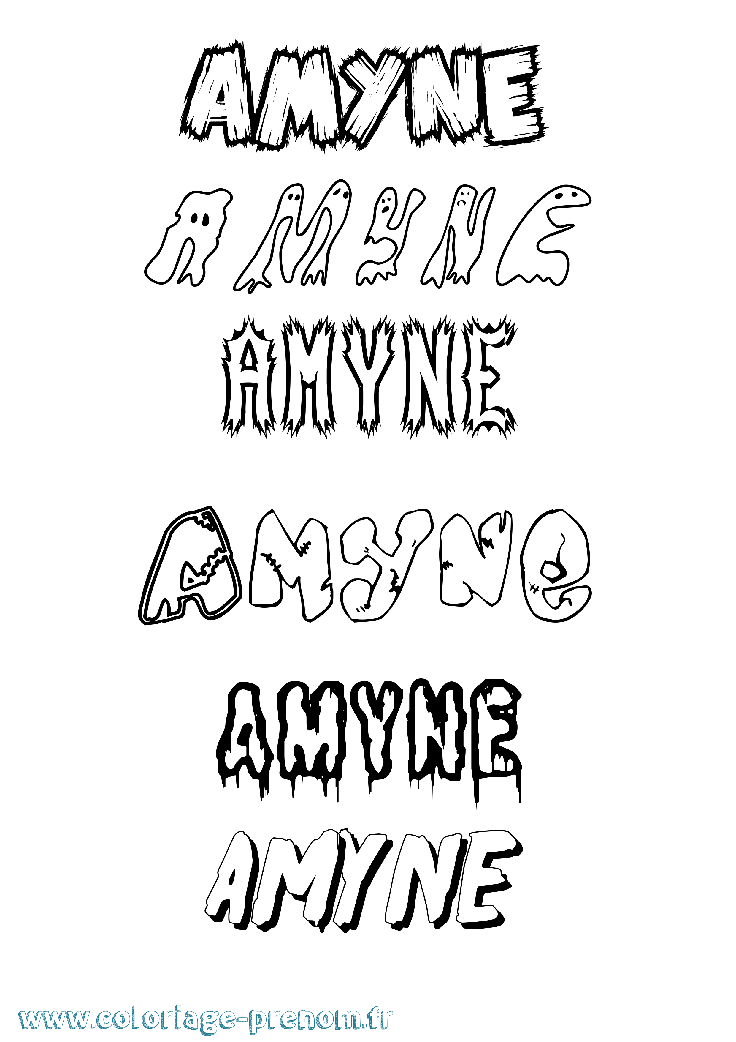 Coloriage Amyne Frisson Coloriage prénom Amyne Frisson