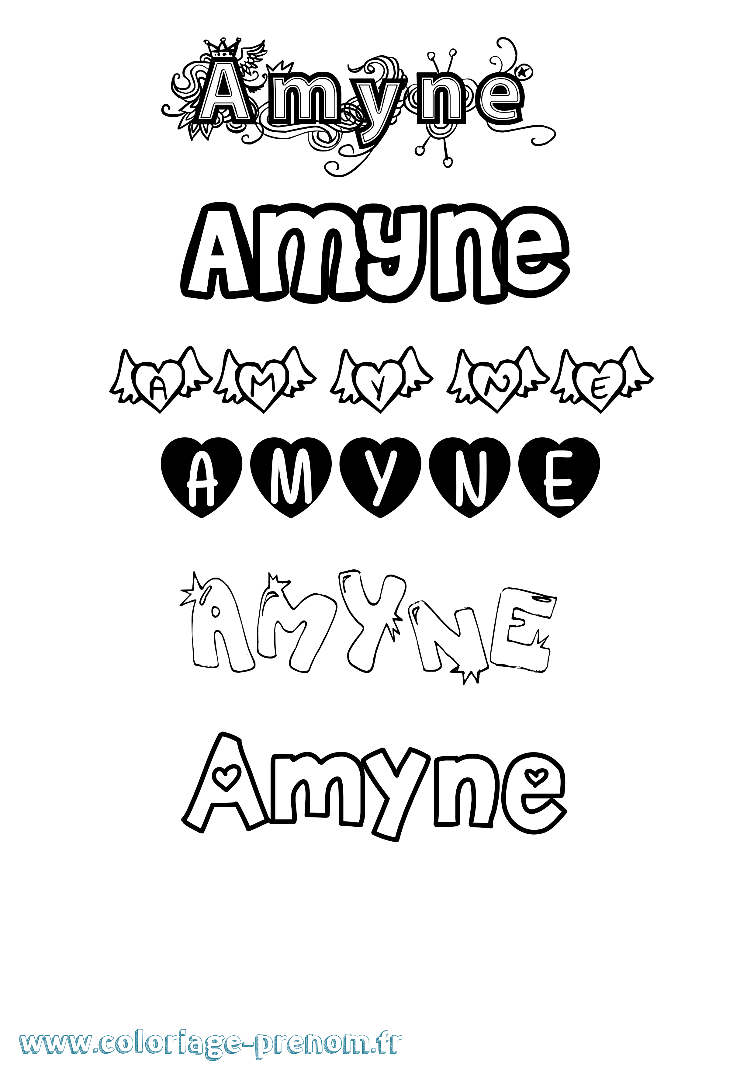Coloriage Amyne Girly Coloriage prénom Amyne Girly
