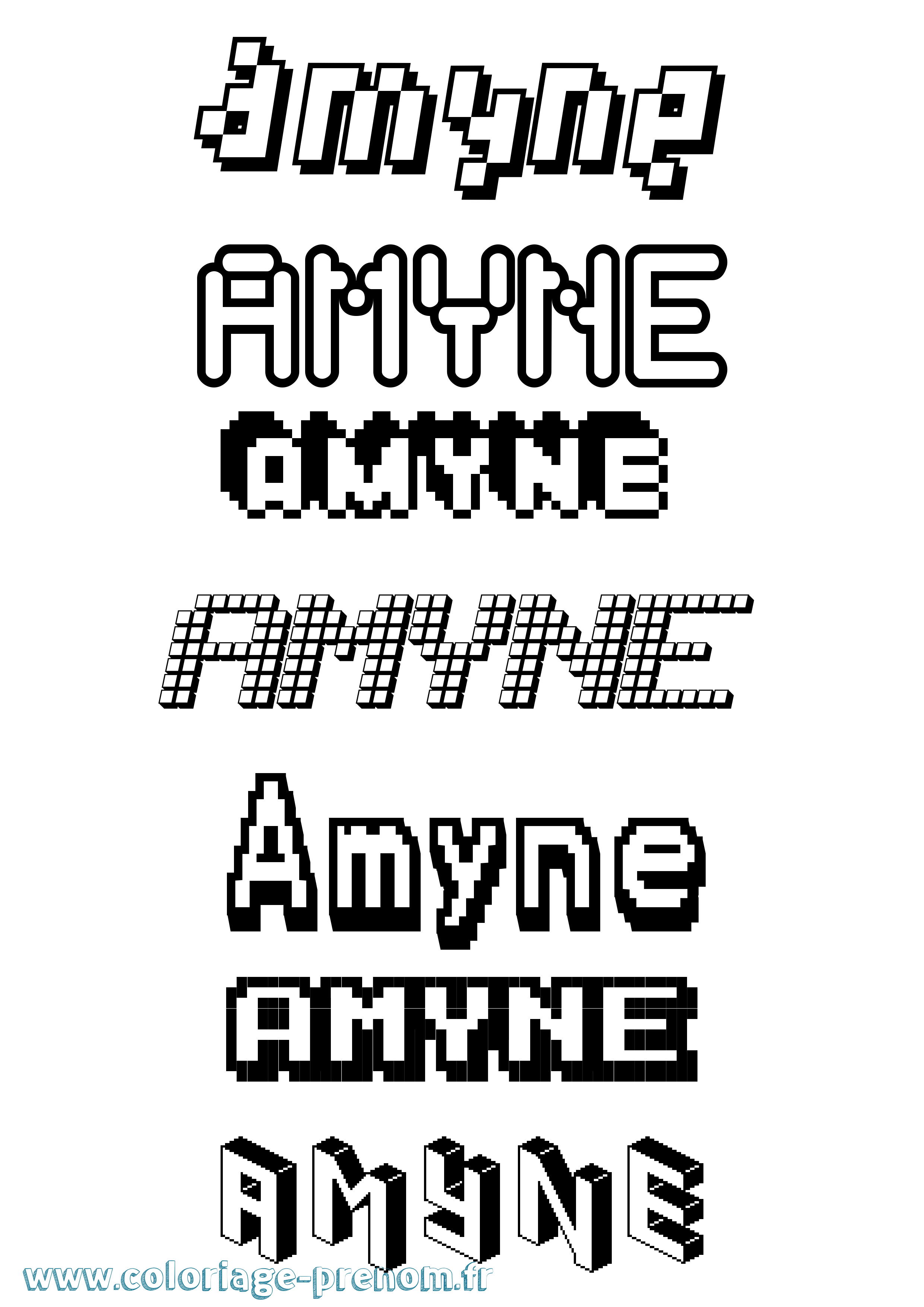 Coloriage Amyne Pixel Coloriage prénom Amyne Pixel
