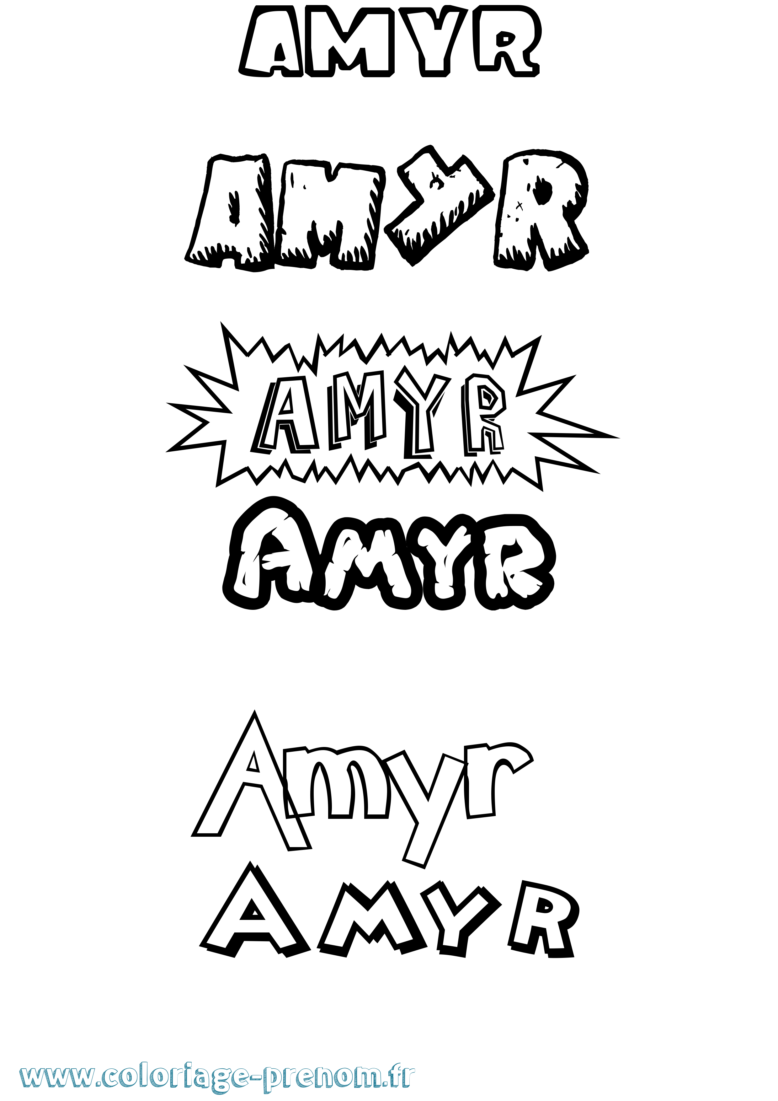 Coloriage prénom Amyr Dessin Animé