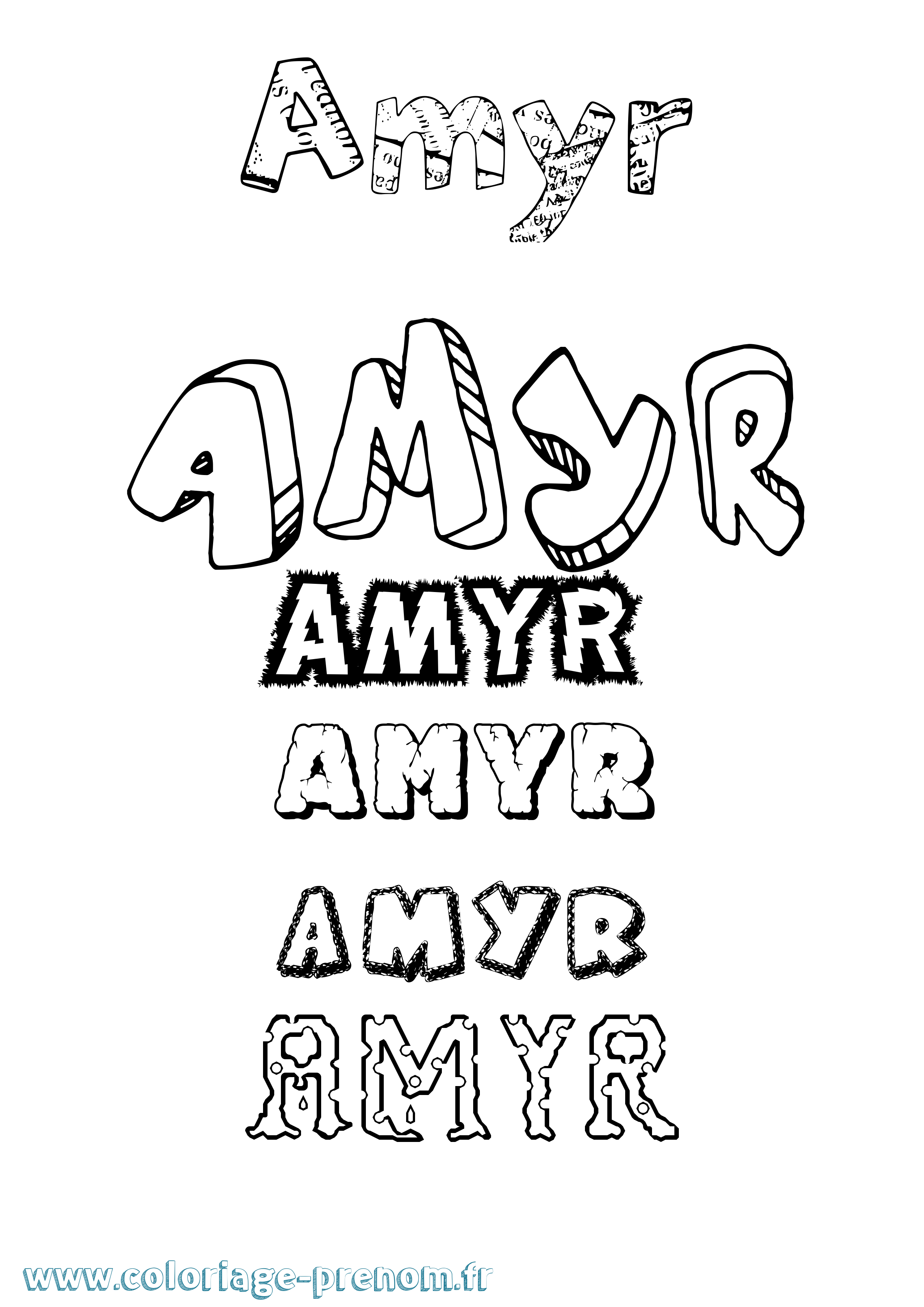 Coloriage prénom Amyr Destructuré