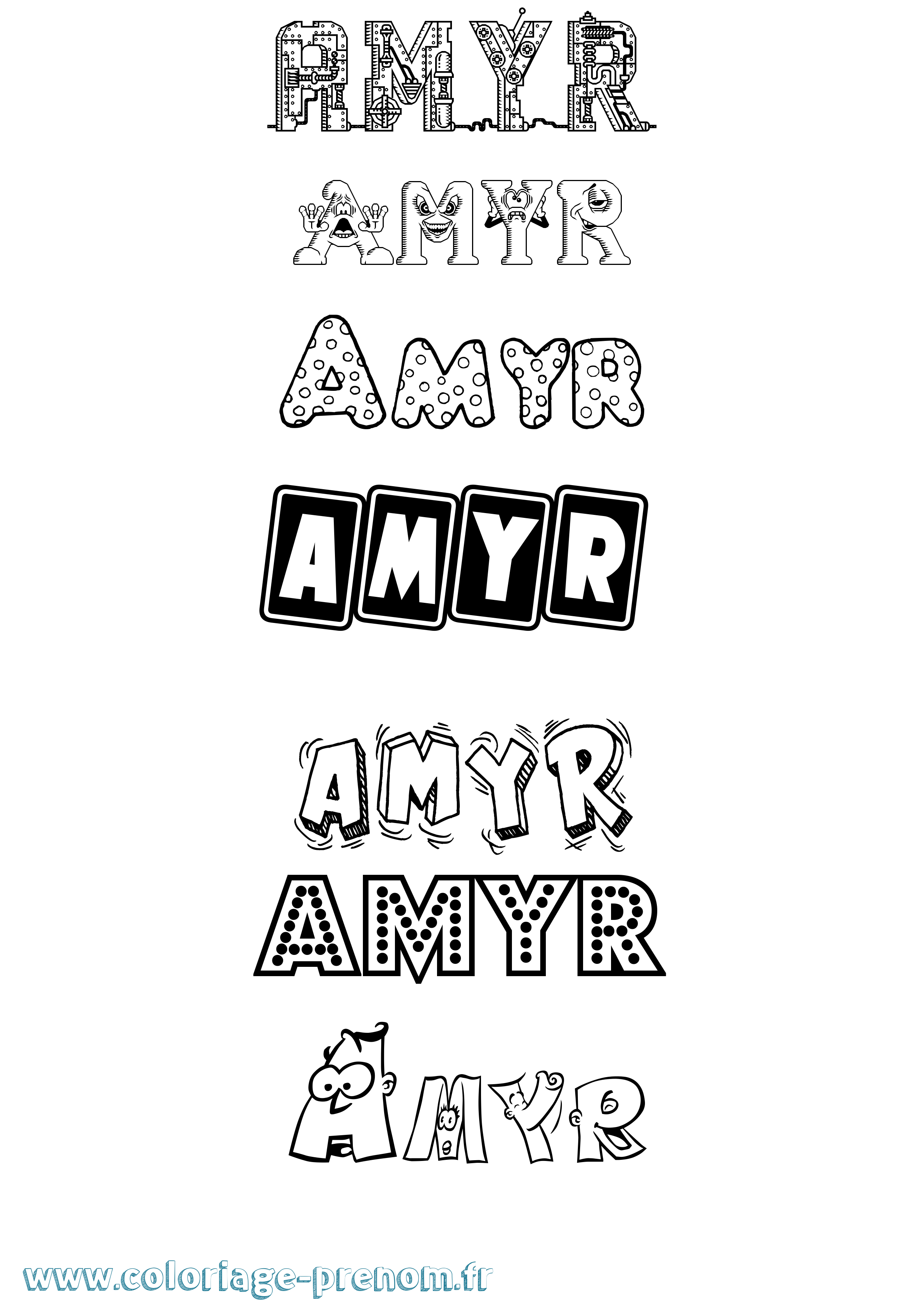Coloriage prénom Amyr Fun