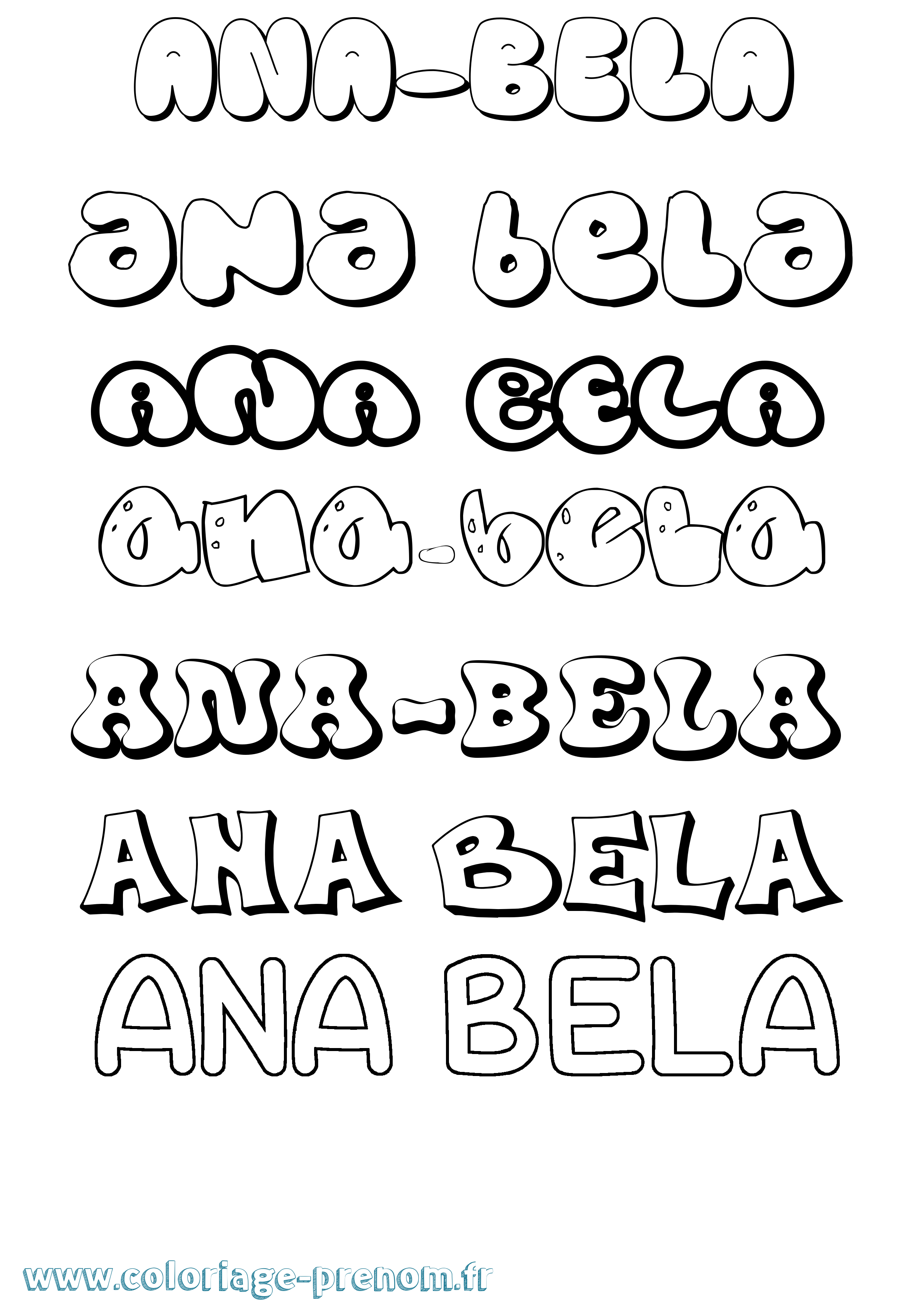 Coloriage prénom Ana-Bela Bubble