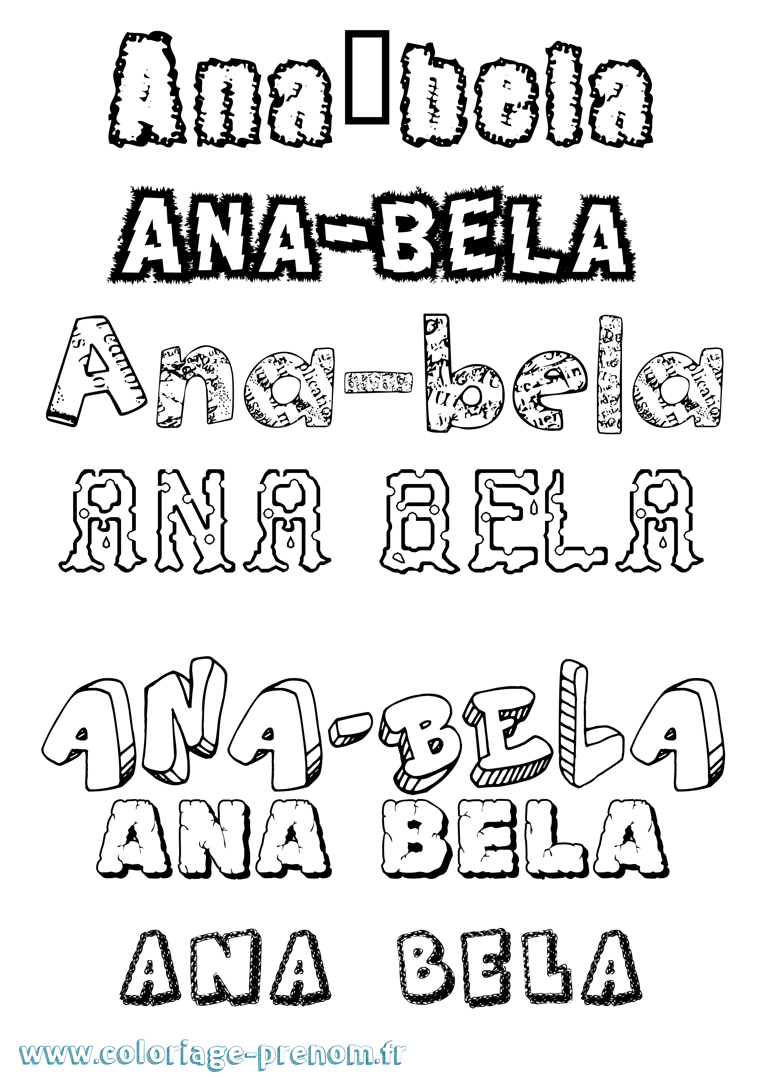 Coloriage prénom Ana-Bela Destructuré