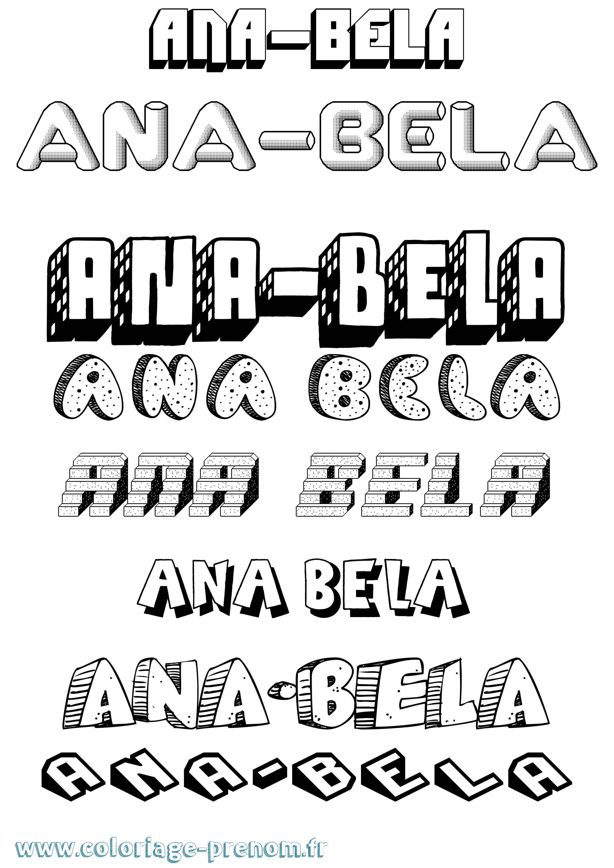 Coloriage prénom Ana-Bela Effet 3D