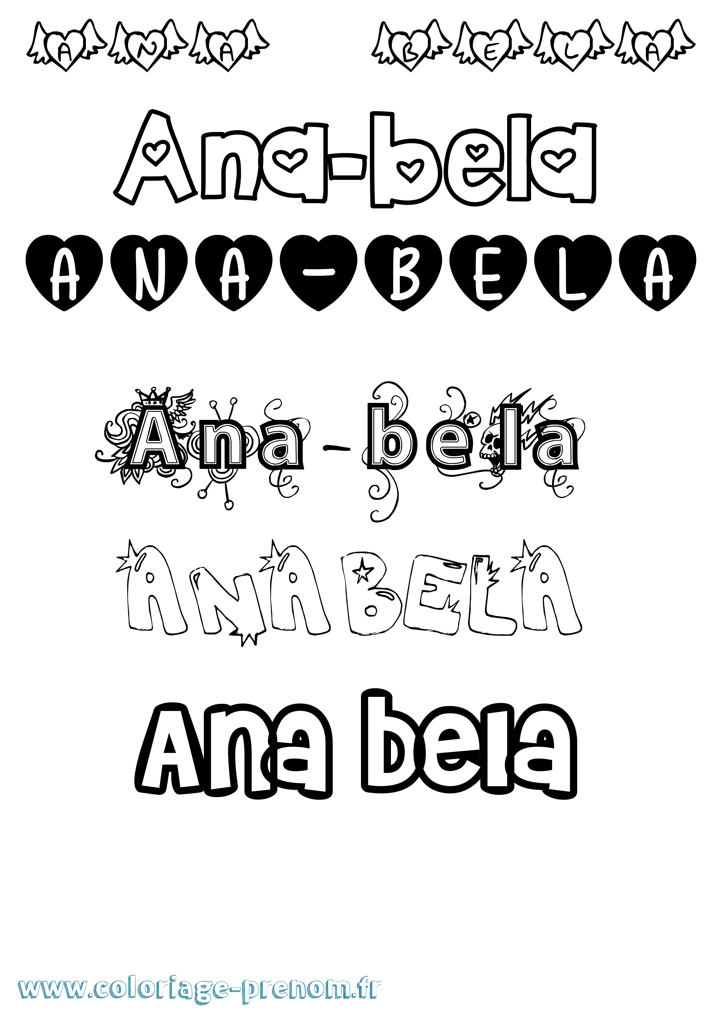 Coloriage prénom Ana-Bela Girly