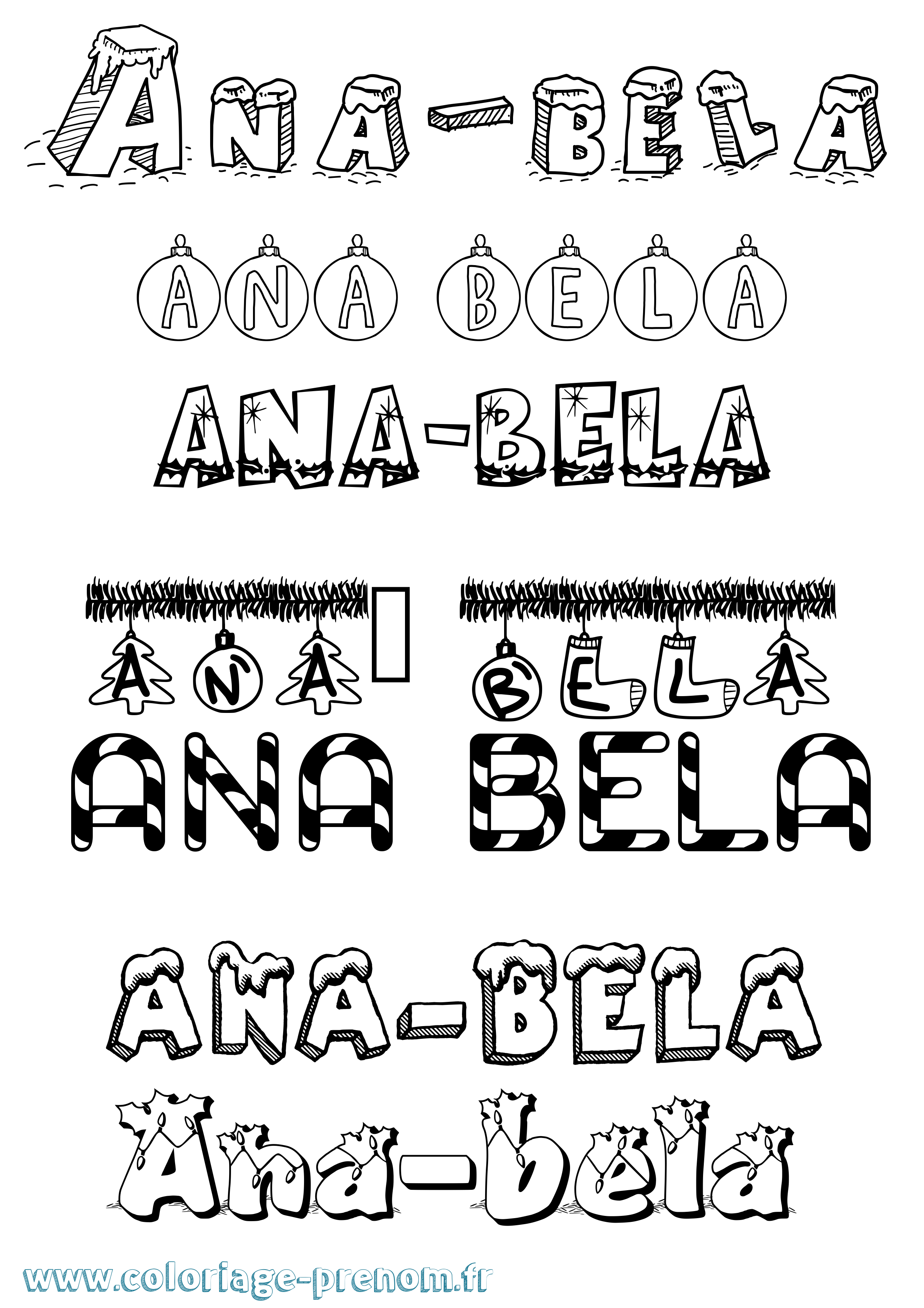 Coloriage prénom Ana-Bela Noël