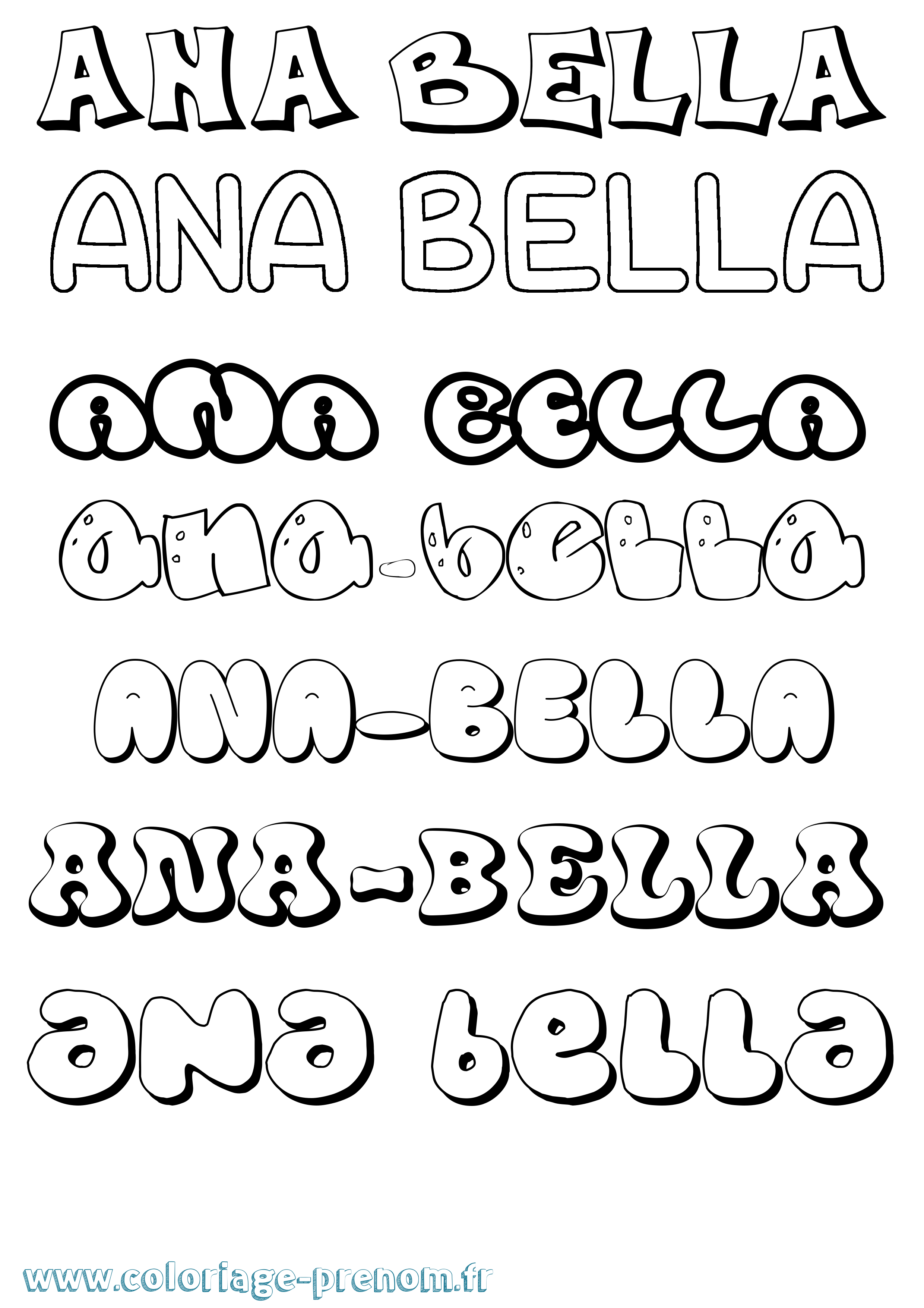 Coloriage prénom Ana-Bella Bubble