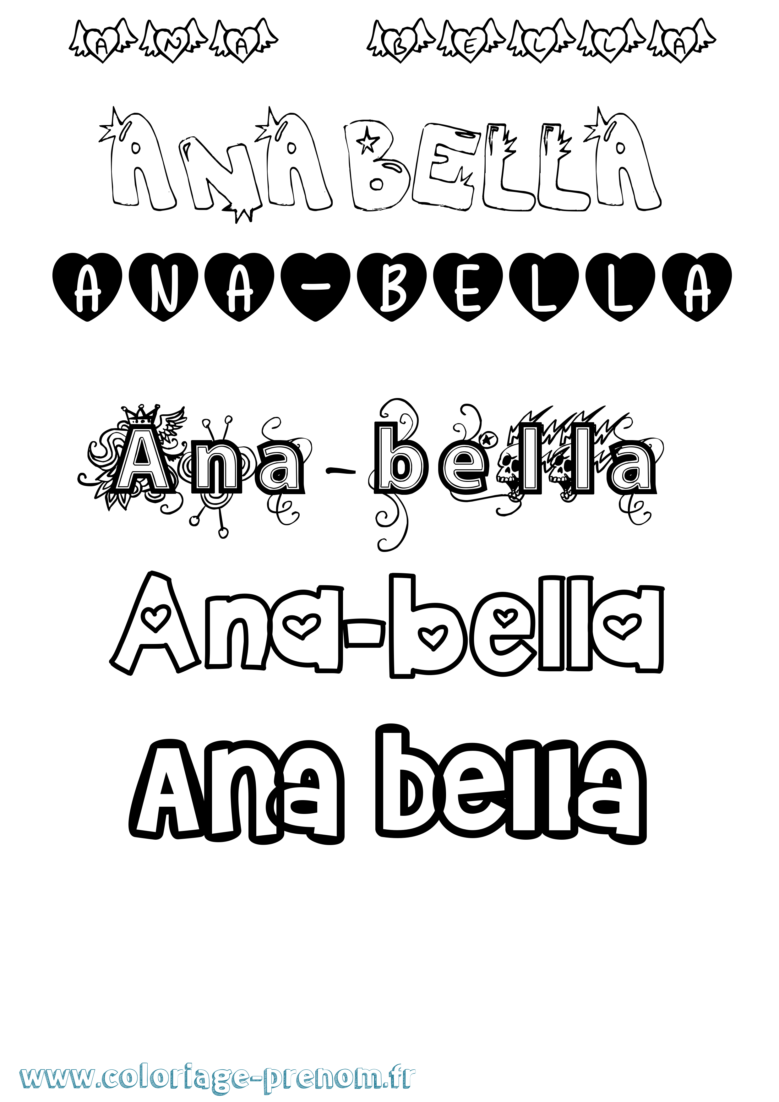 Coloriage prénom Ana-Bella Girly