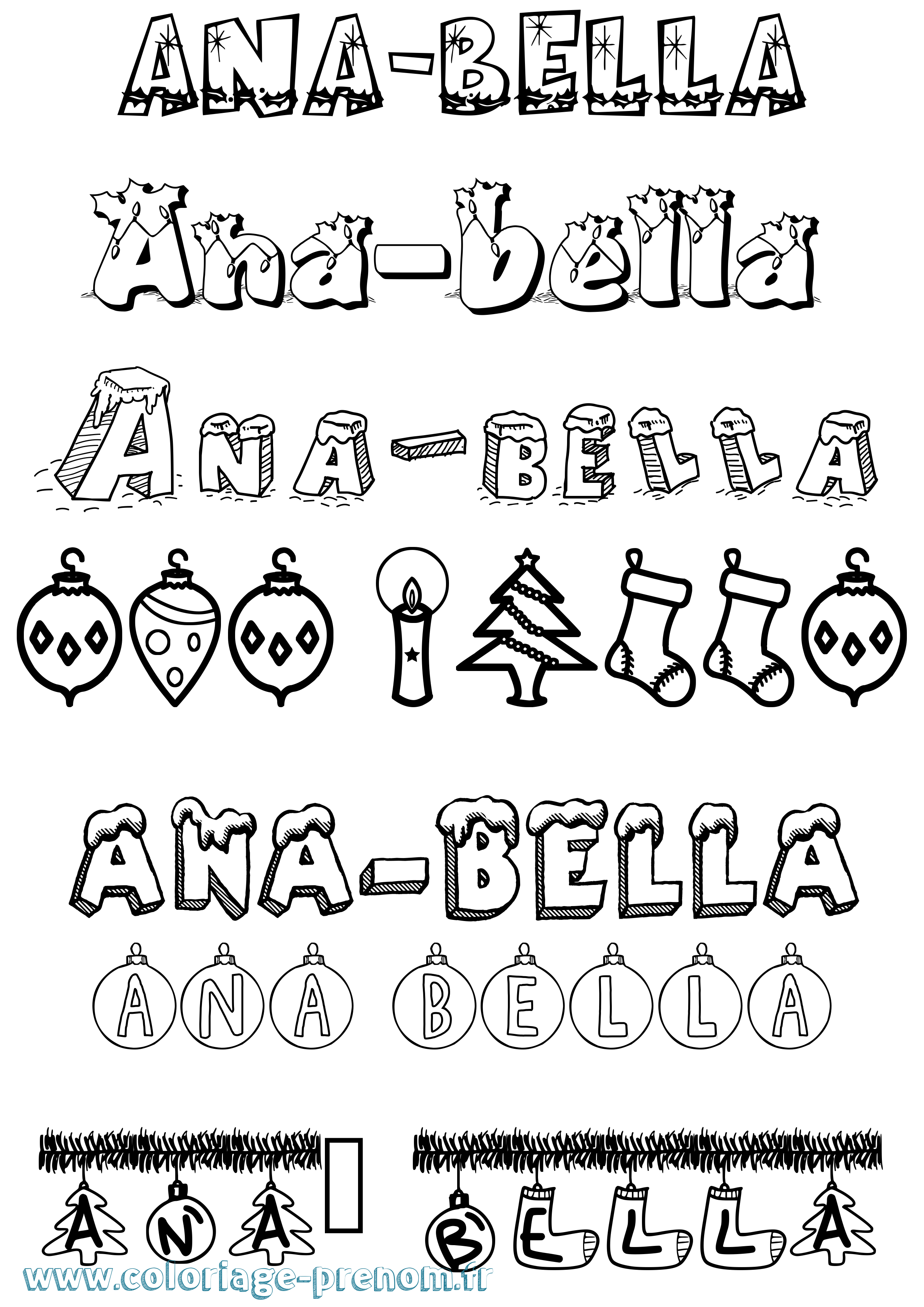 Coloriage prénom Ana-Bella Noël
