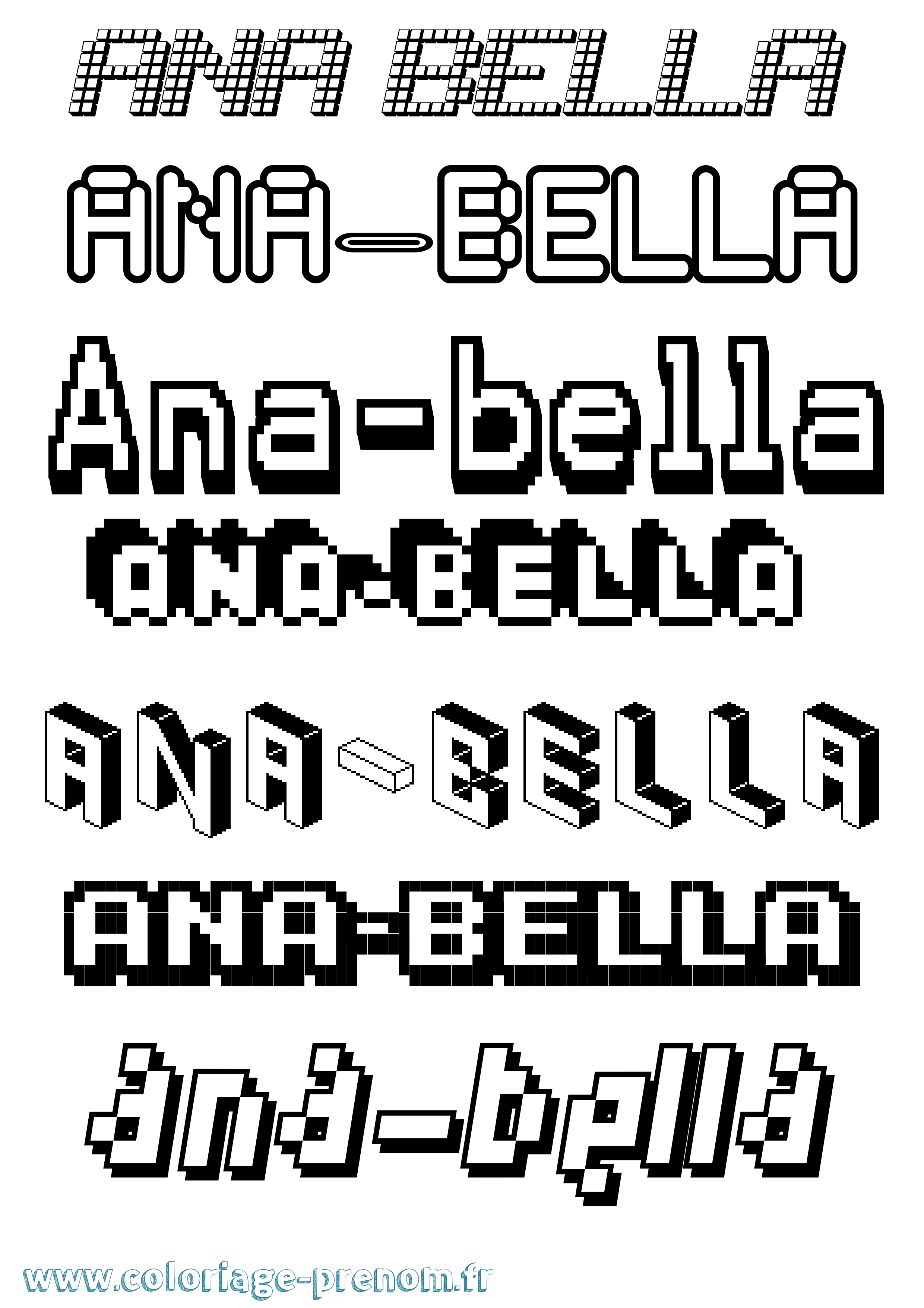 Coloriage prénom Ana-Bella Pixel