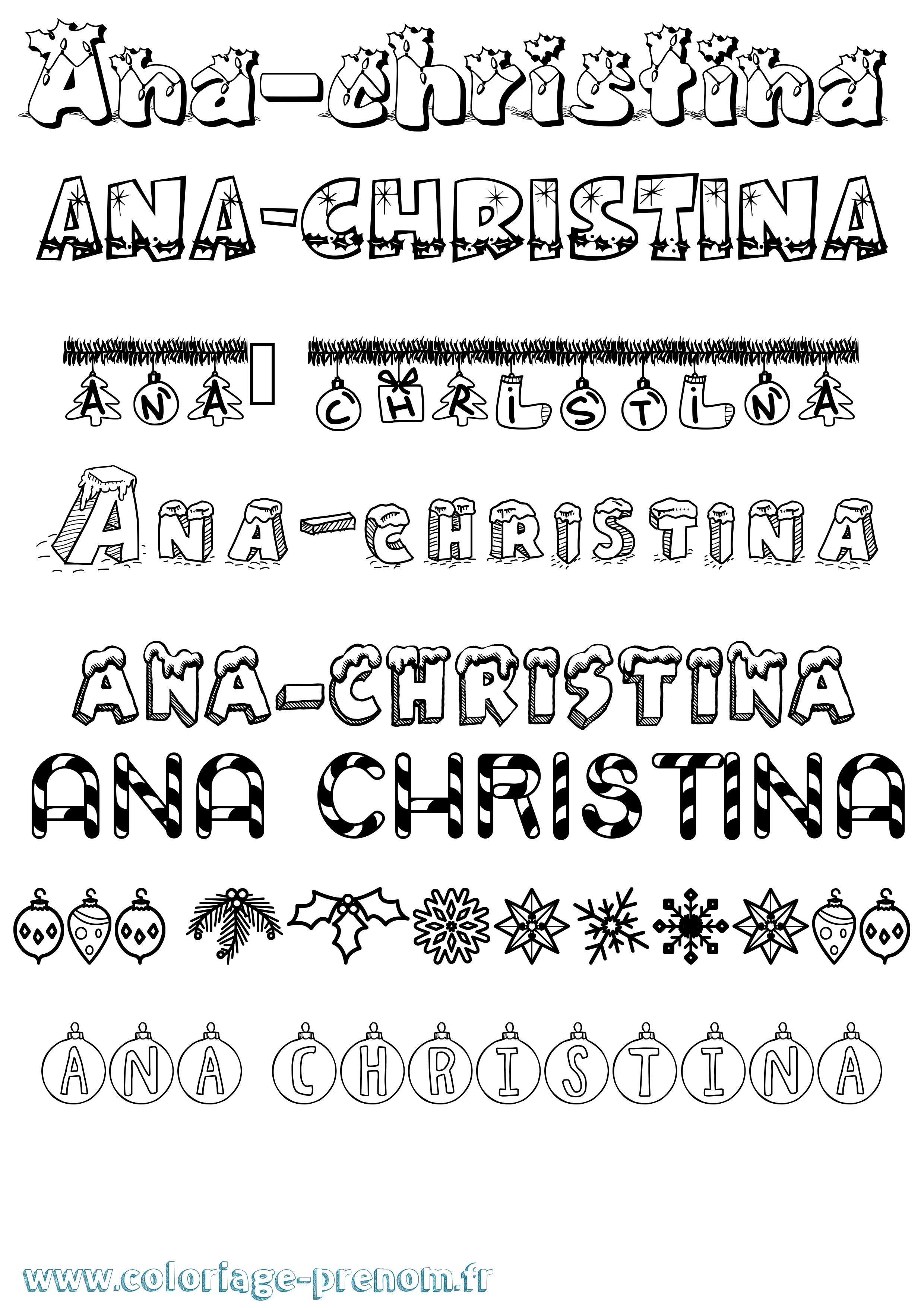 Coloriage prénom Ana-Christina Noël