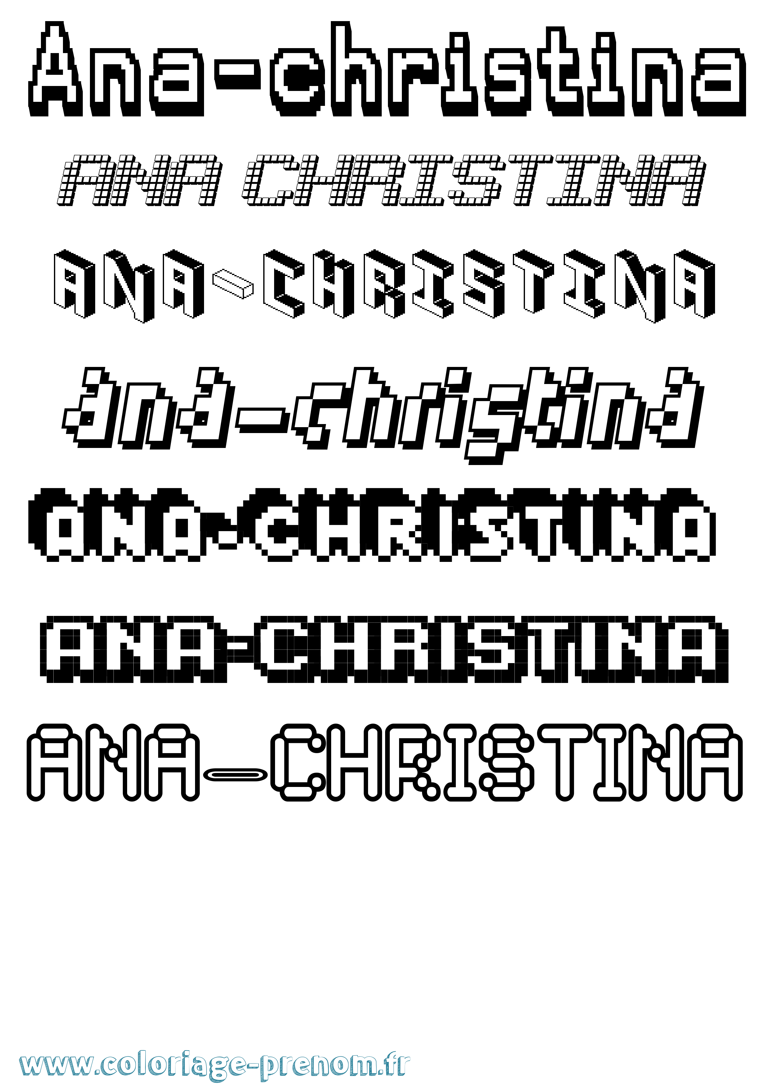 Coloriage prénom Ana-Christina Pixel
