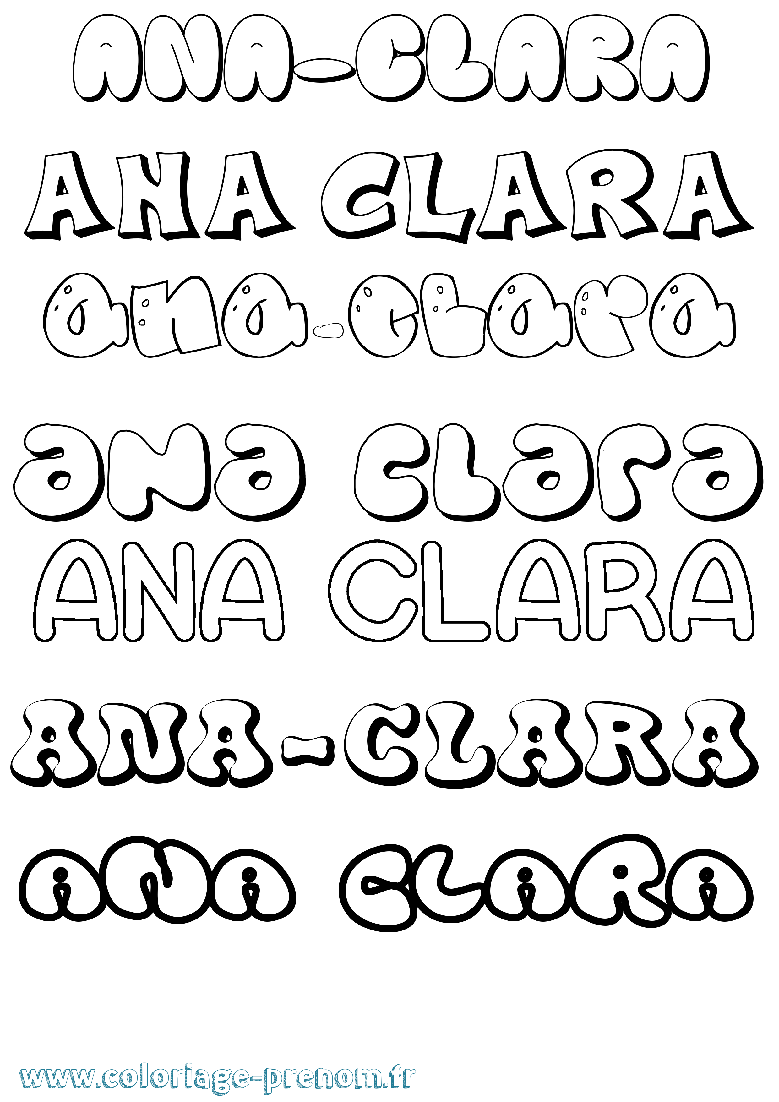 Coloriage prénom Ana-Clara Bubble