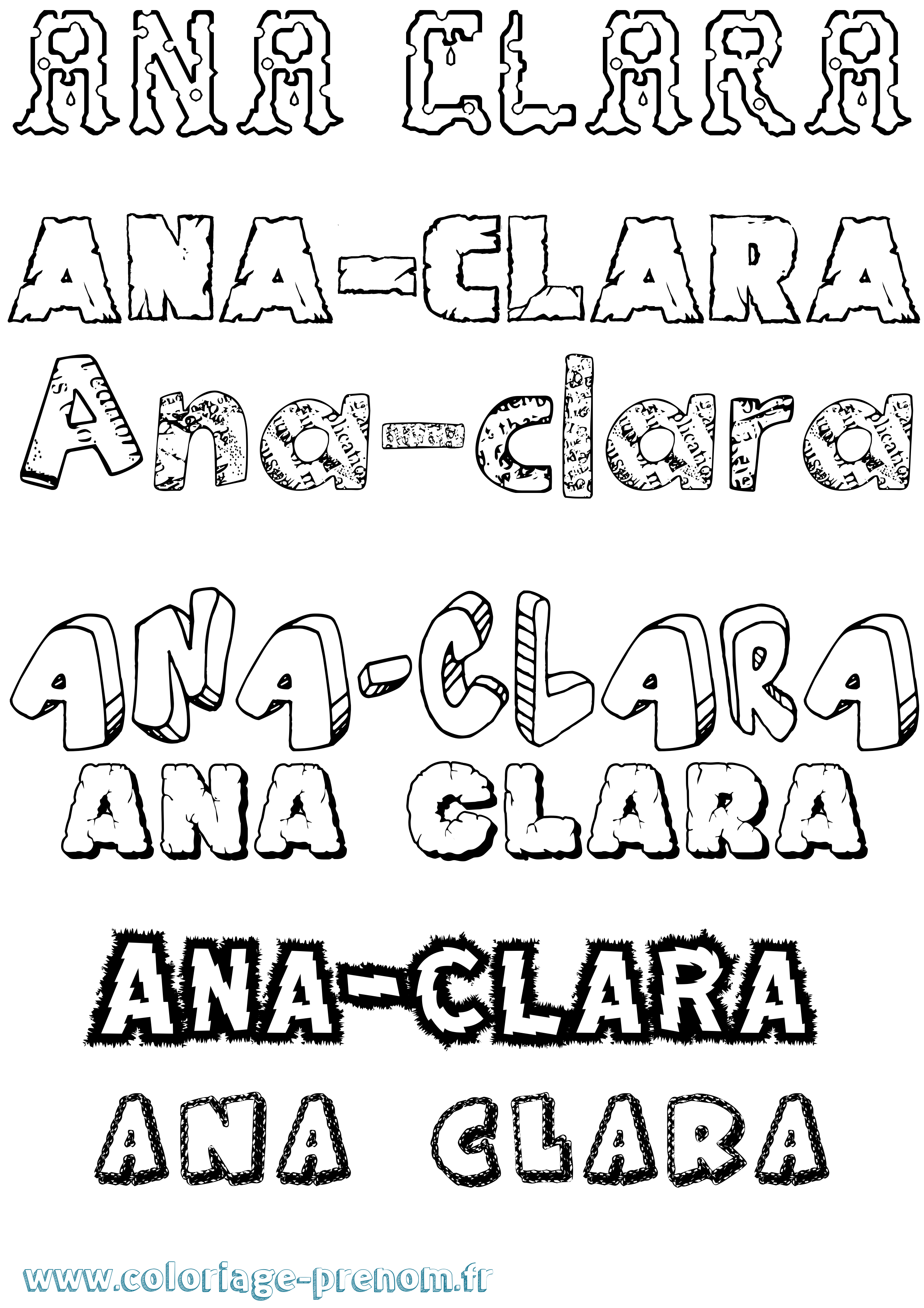 Coloriage Ana-Clara Destructuré Coloriage prénom Ana-Clara Destructuré