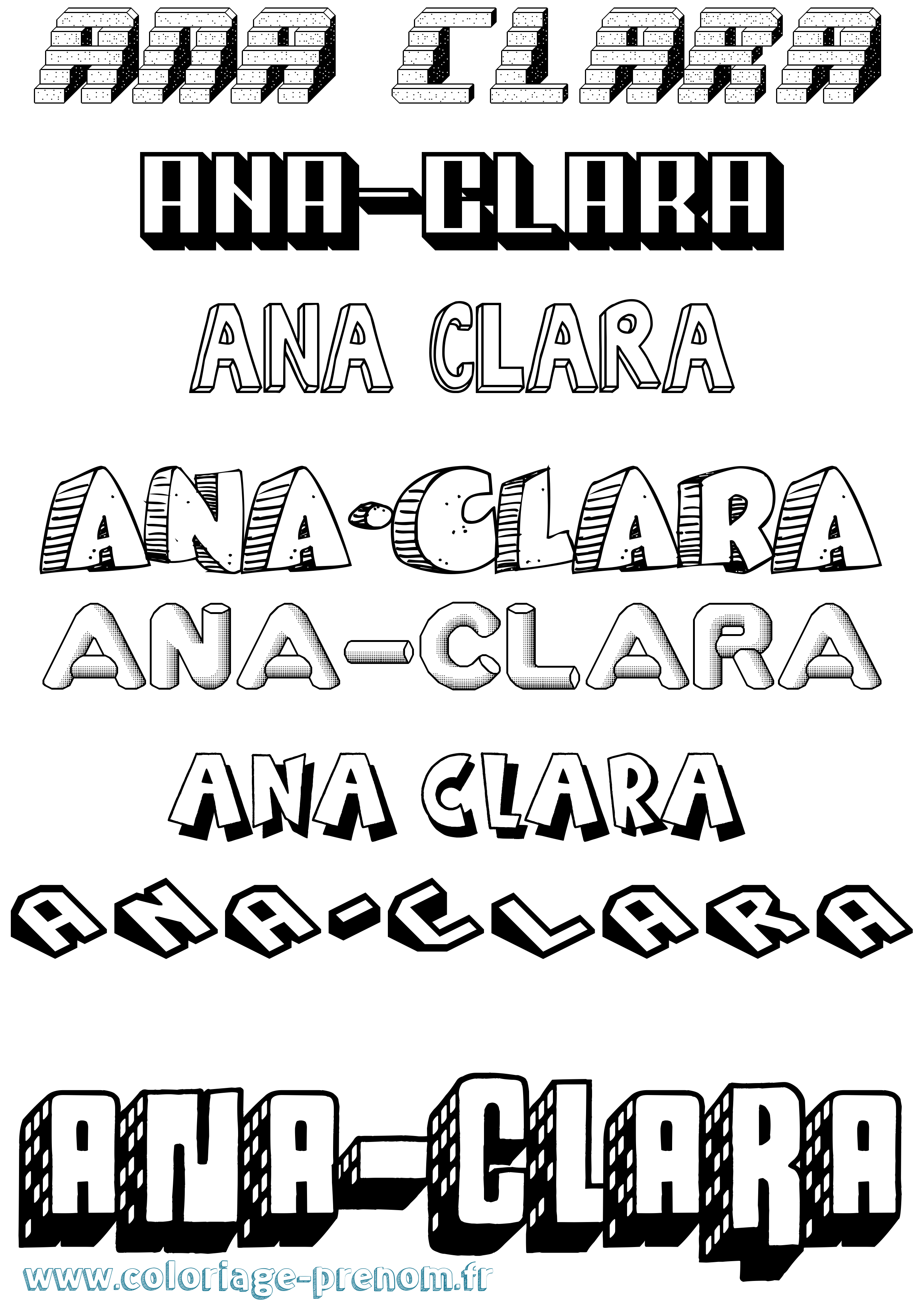 Coloriage Ana-Clara Effet 3D Coloriage prénom Ana-Clara Effet 3D