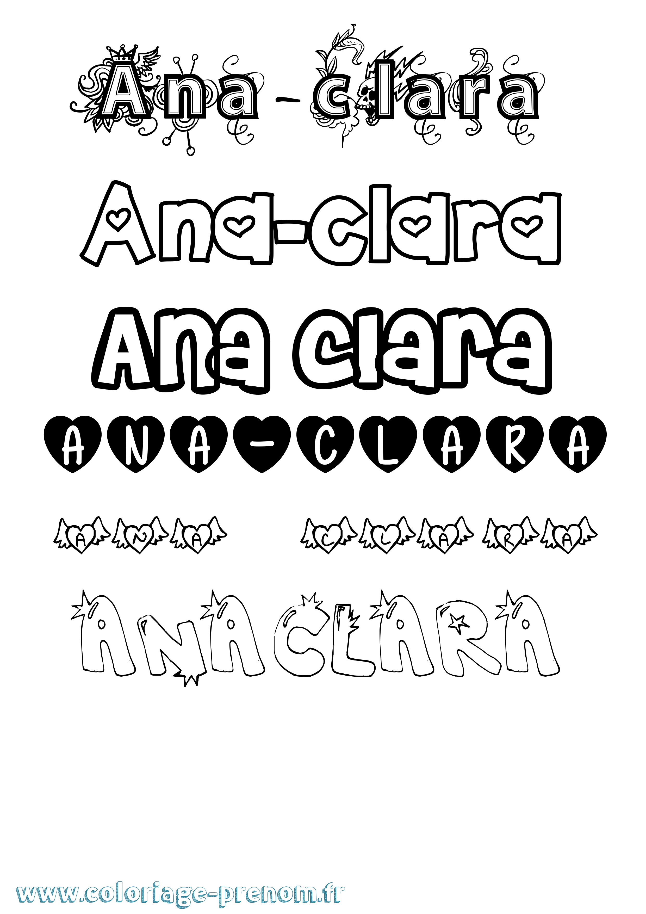Coloriage Ana-Clara Girly Coloriage prénom Ana-Clara Girly