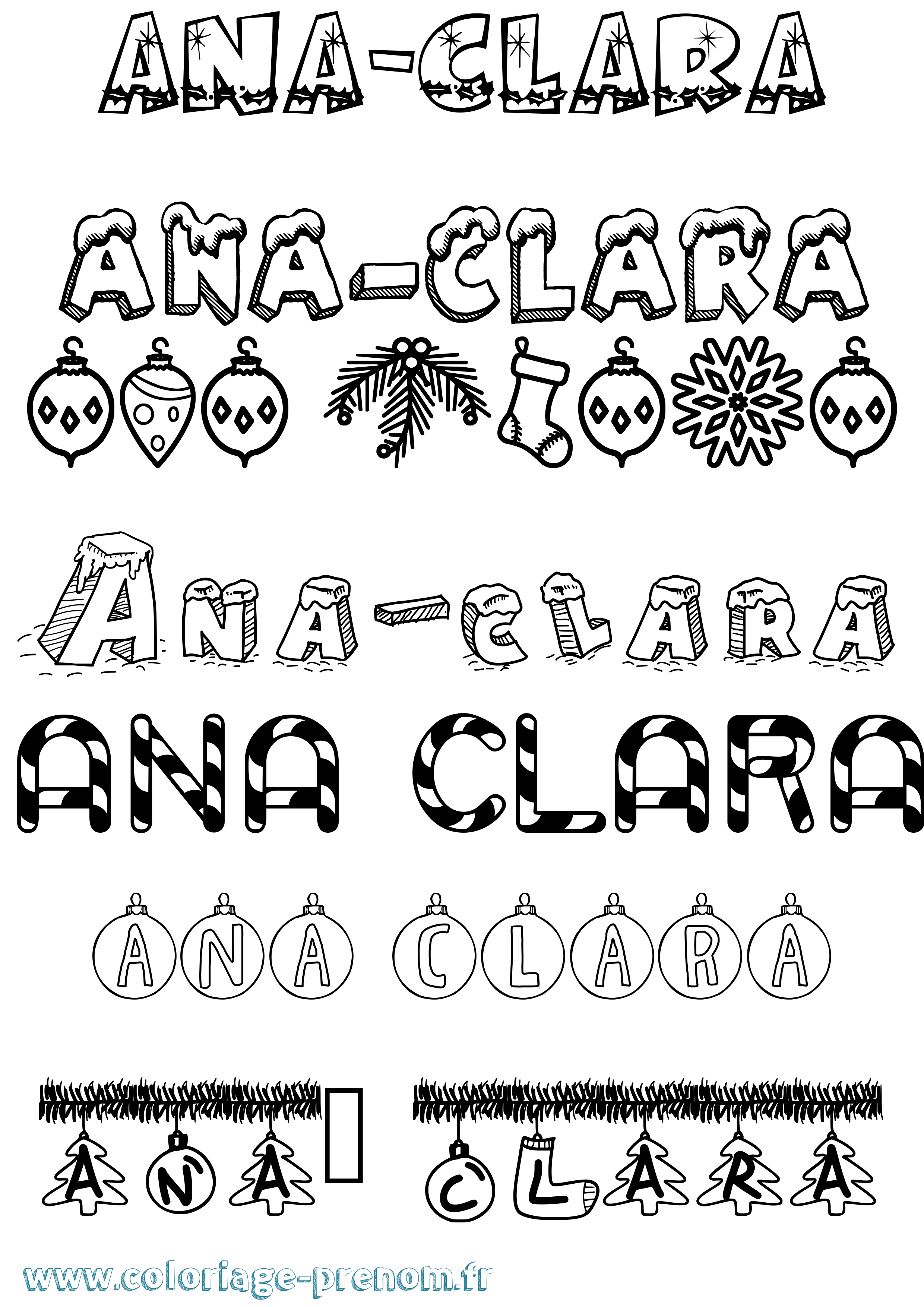 Coloriage Ana-Clara Noël Coloriage prénom Ana-Clara Noël