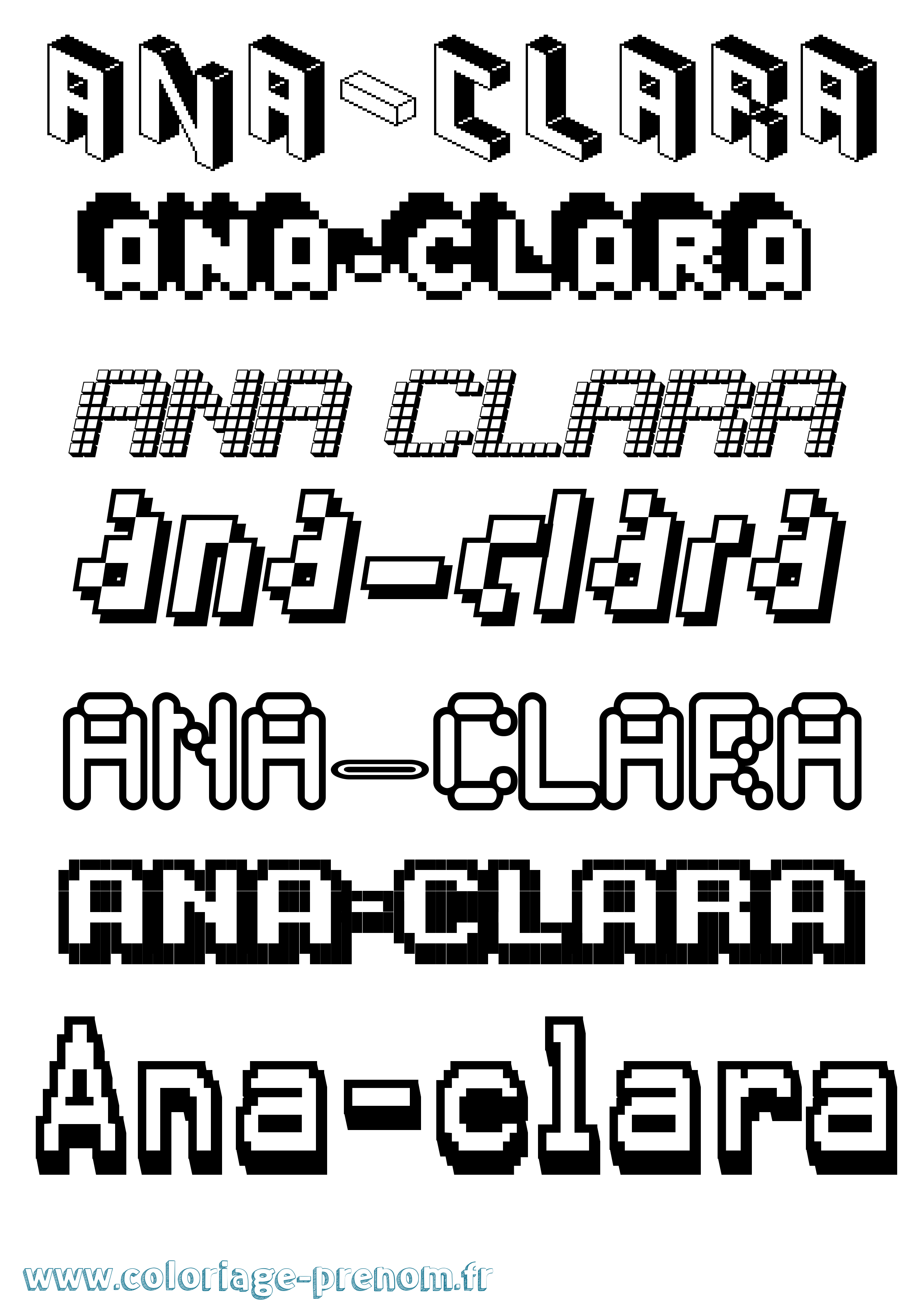 Coloriage Ana-Clara Pixel Coloriage prénom Ana-Clara Pixel