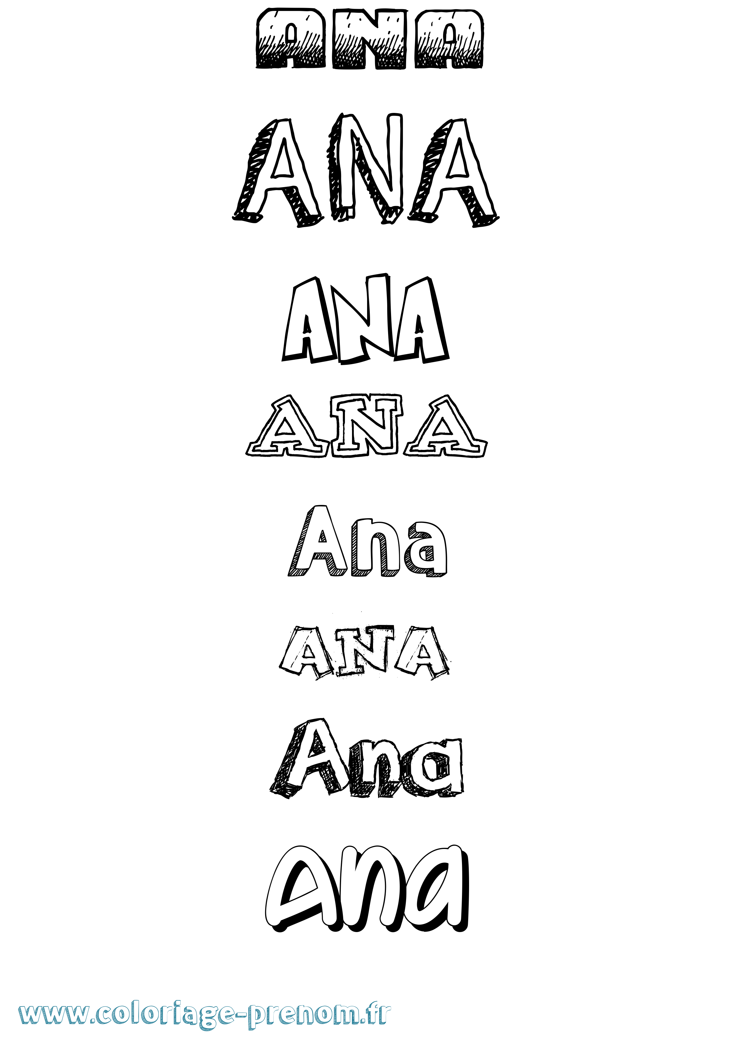 Coloriage prénom Ana Dessiné