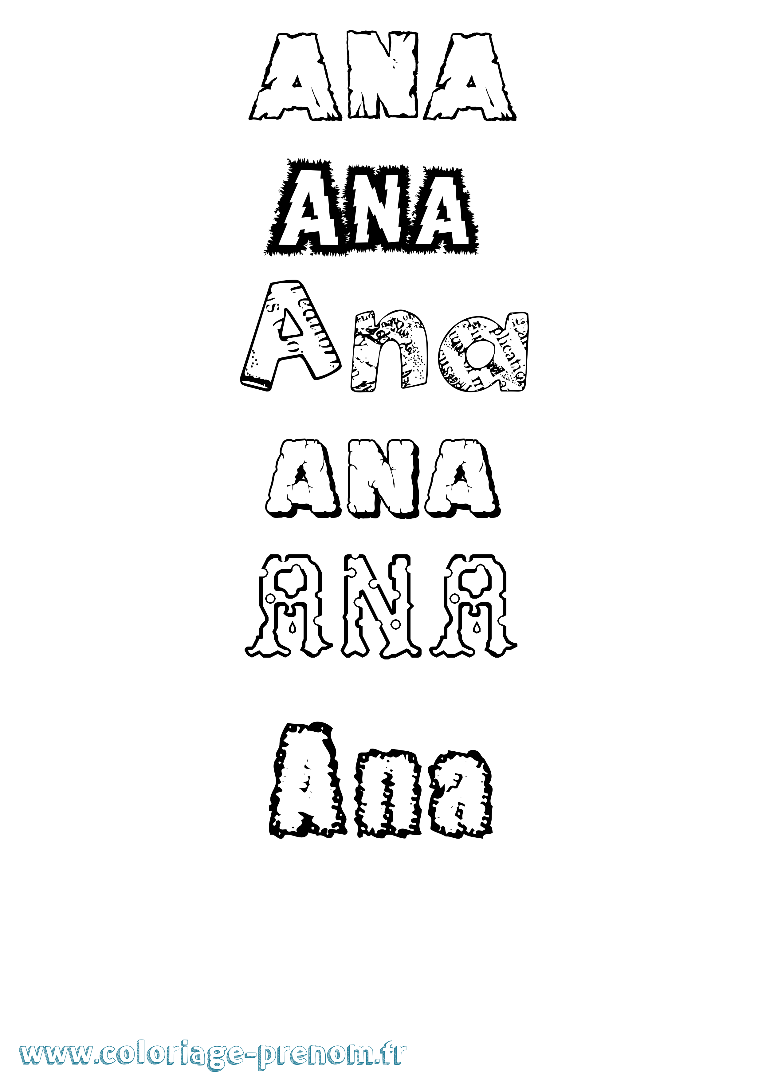 Coloriage Ana Destructuré Coloriage prénom Ana Destructuré