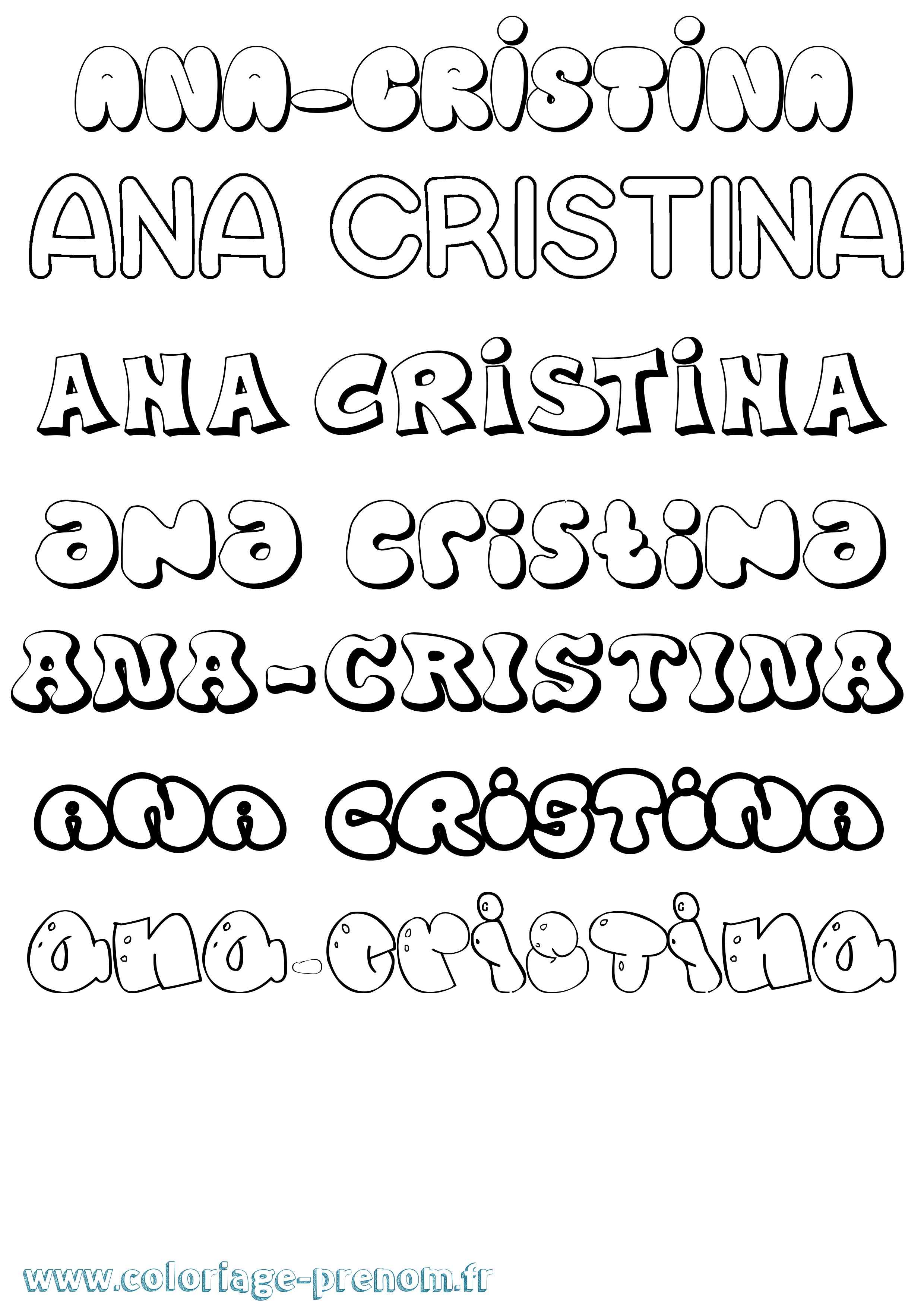 Coloriage prénom Ana-Cristina Bubble