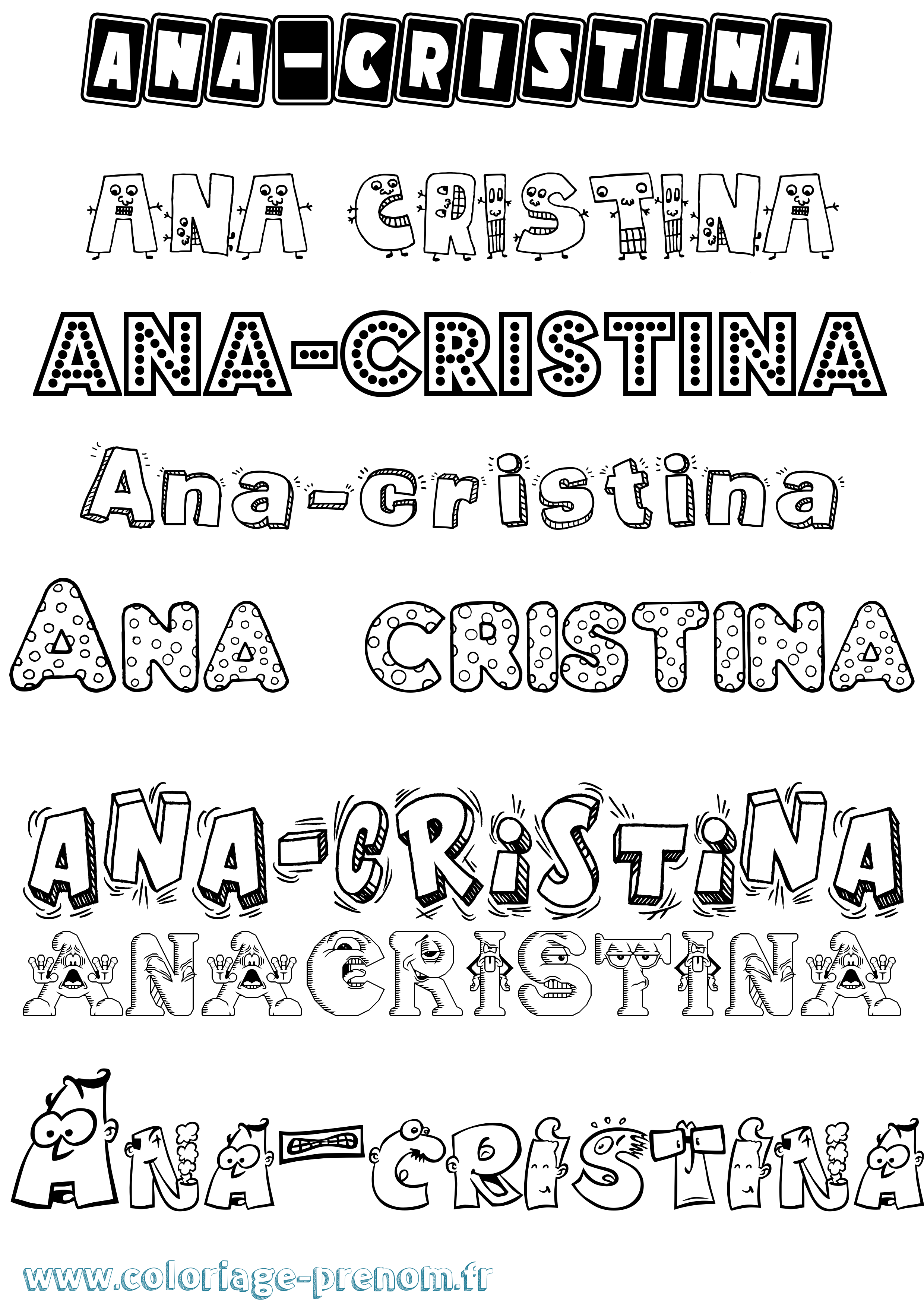 Coloriage prénom Ana-Cristina Fun
