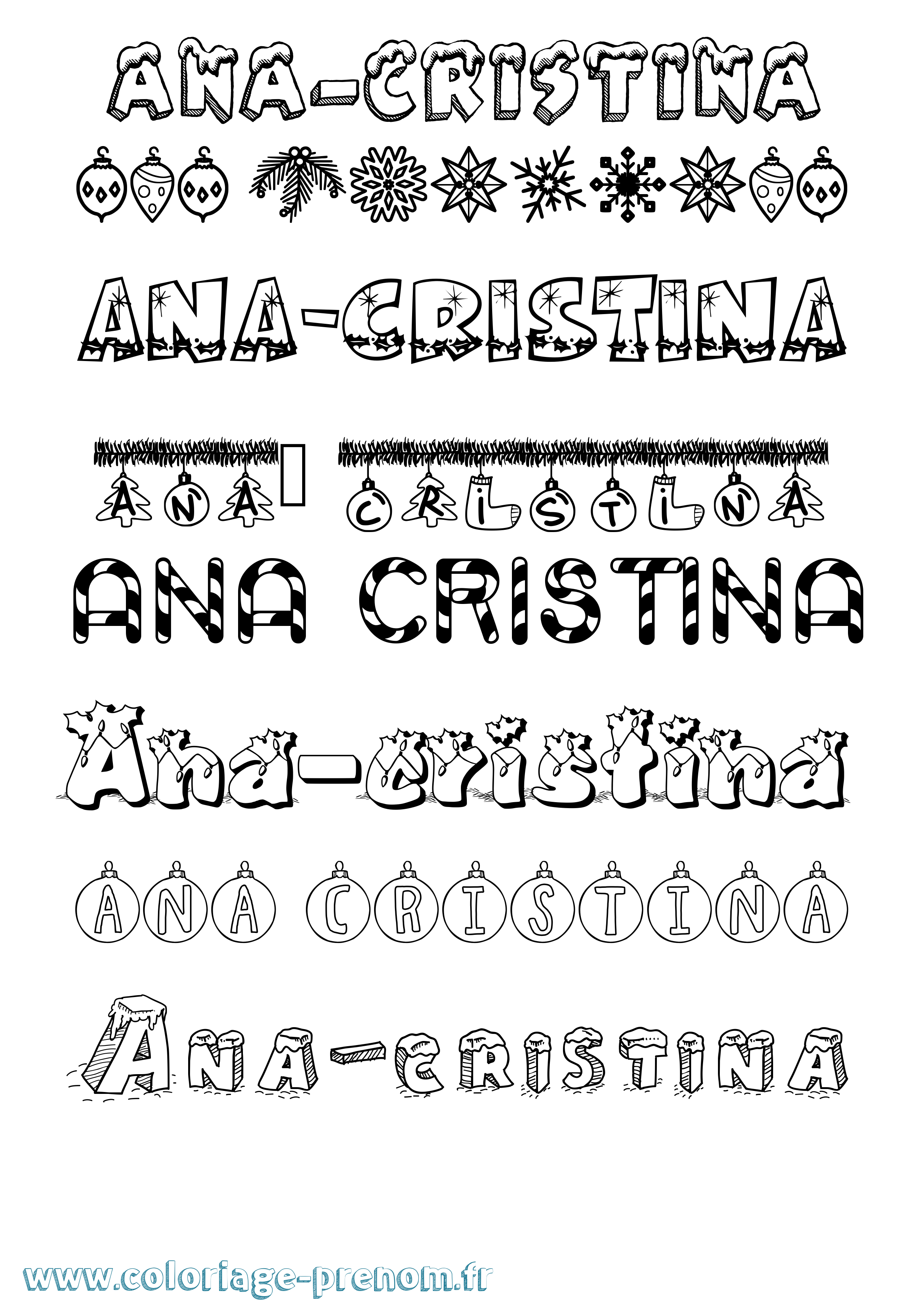 Coloriage prénom Ana-Cristina Noël