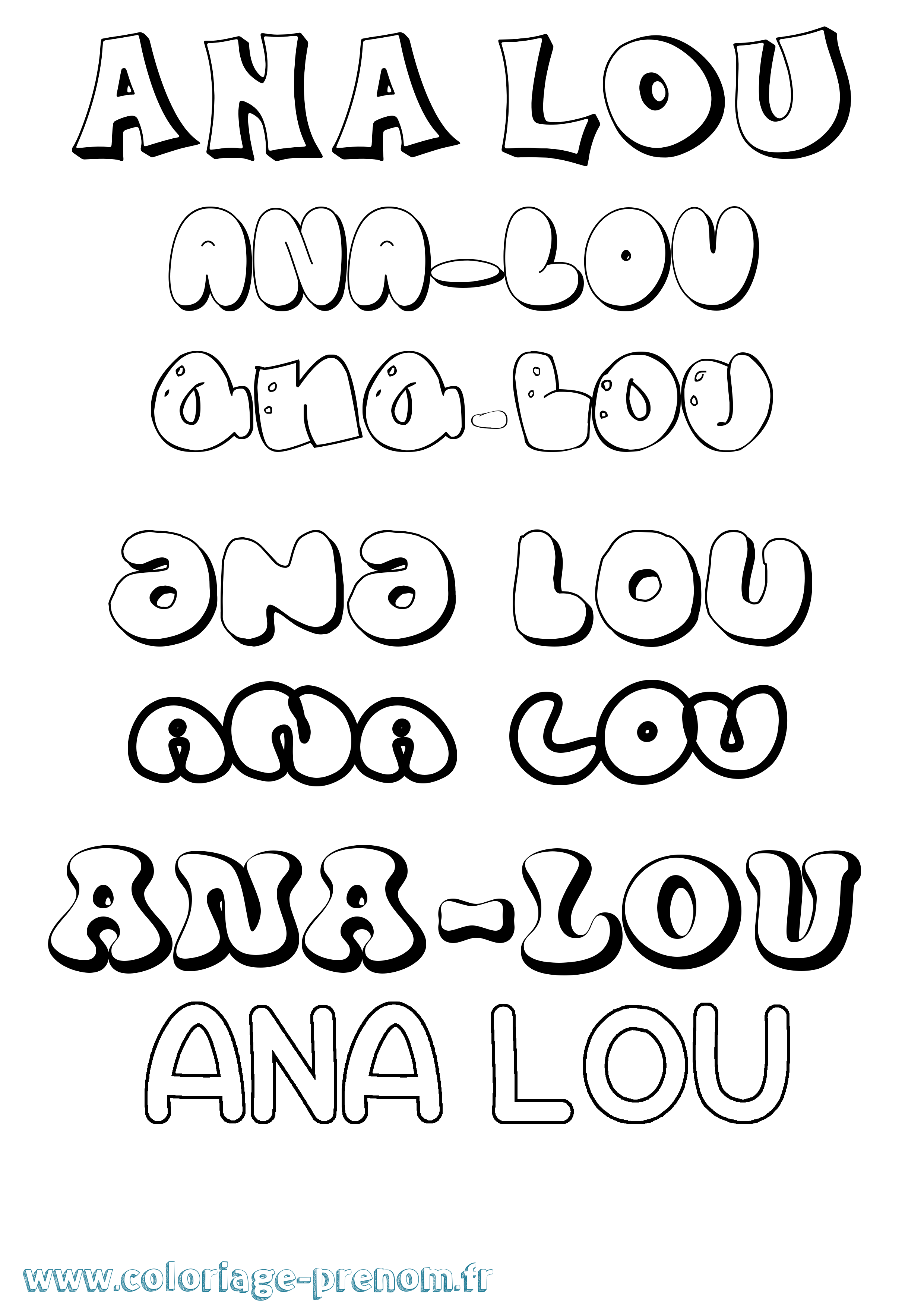 Coloriage prénom Ana-Lou Bubble
