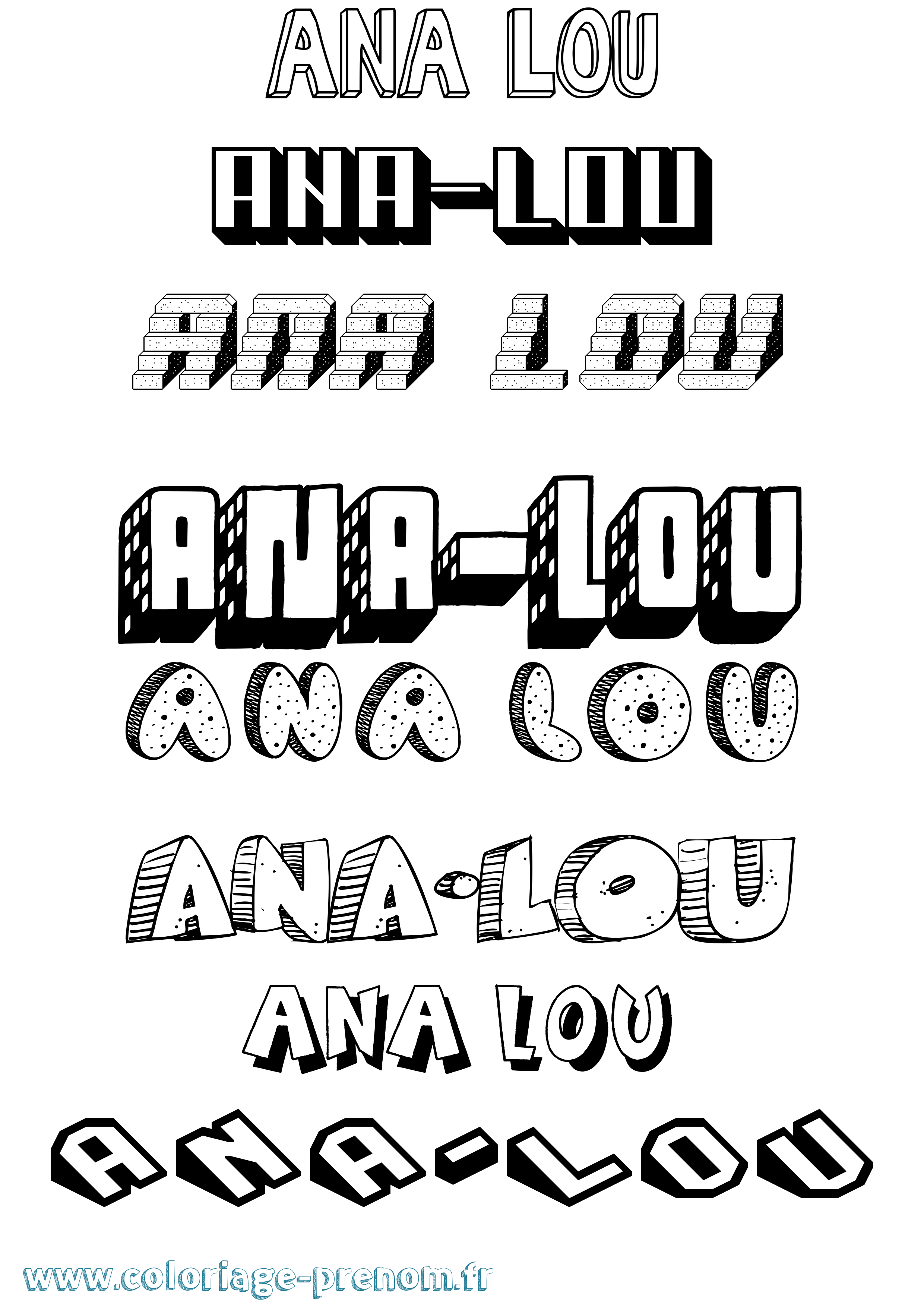 Coloriage prénom Ana-Lou Effet 3D
