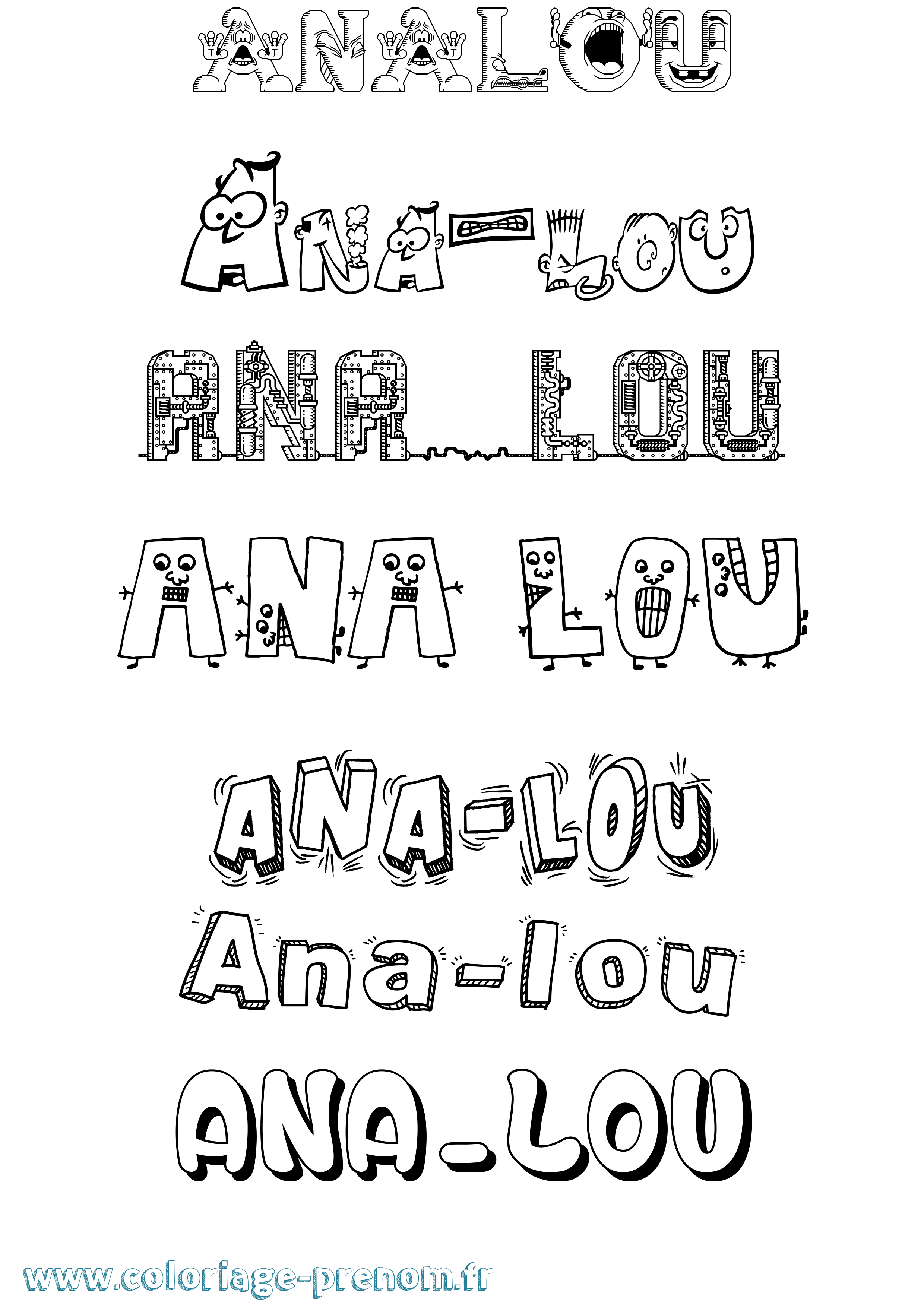 Coloriage prénom Ana-Lou Fun