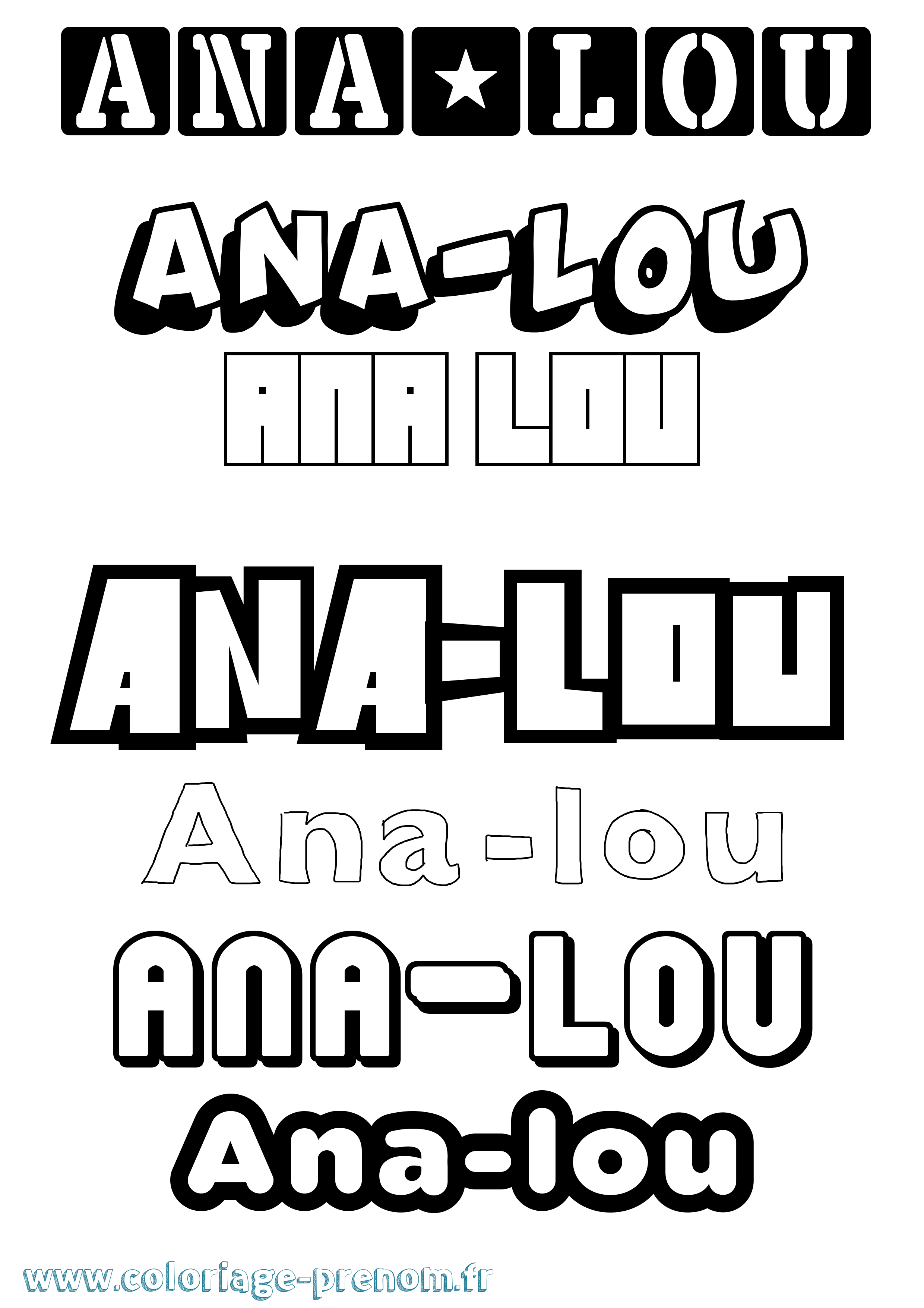 Coloriage prénom Ana-Lou Simple