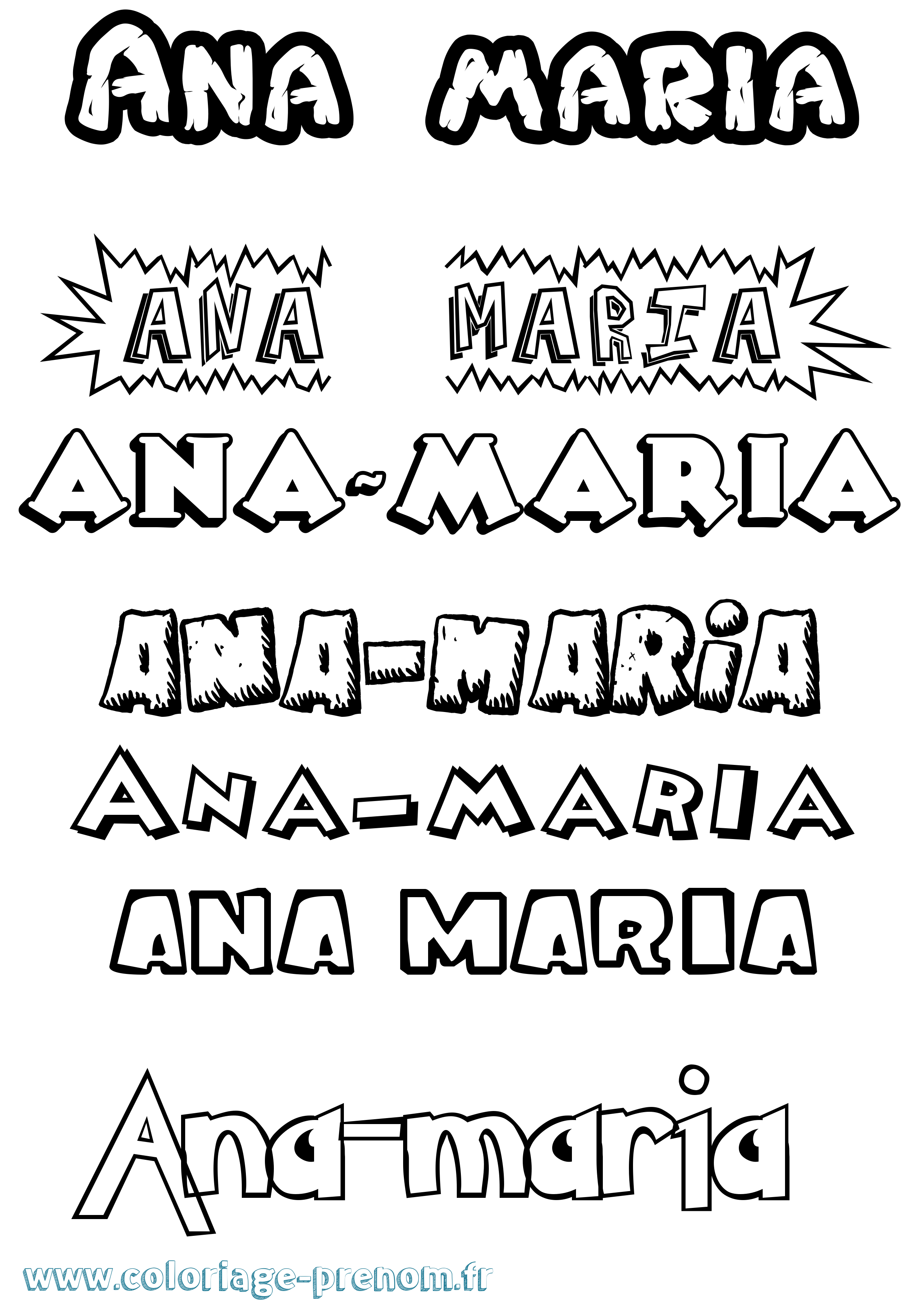 Coloriage prénom Ana-Maria Dessin Animé