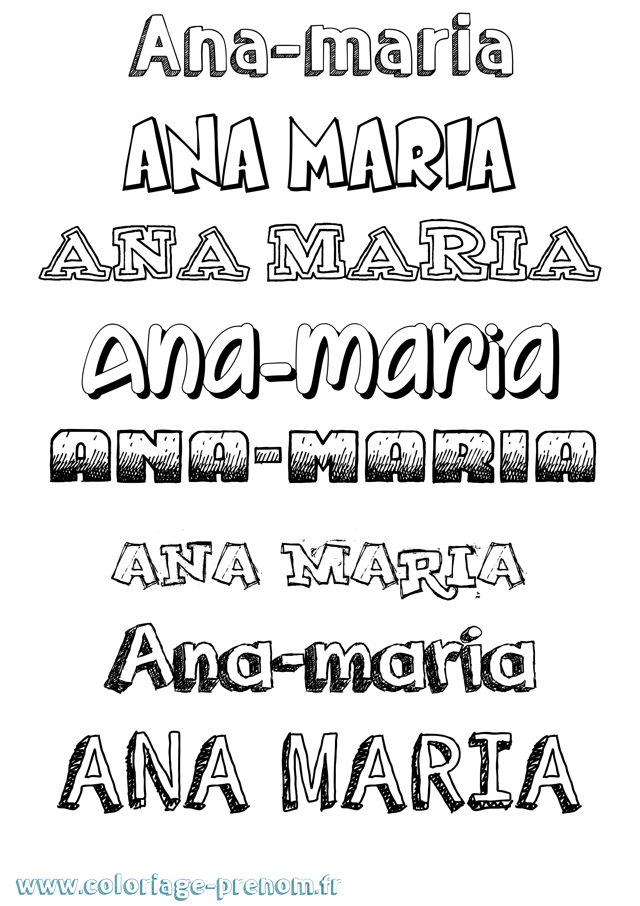 Coloriage prénom Ana-Maria Dessiné